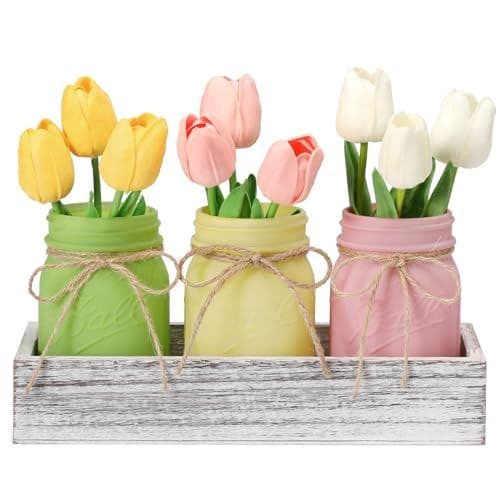Mason Jar Centerpiece Set with Lids and Handles 12-Pack