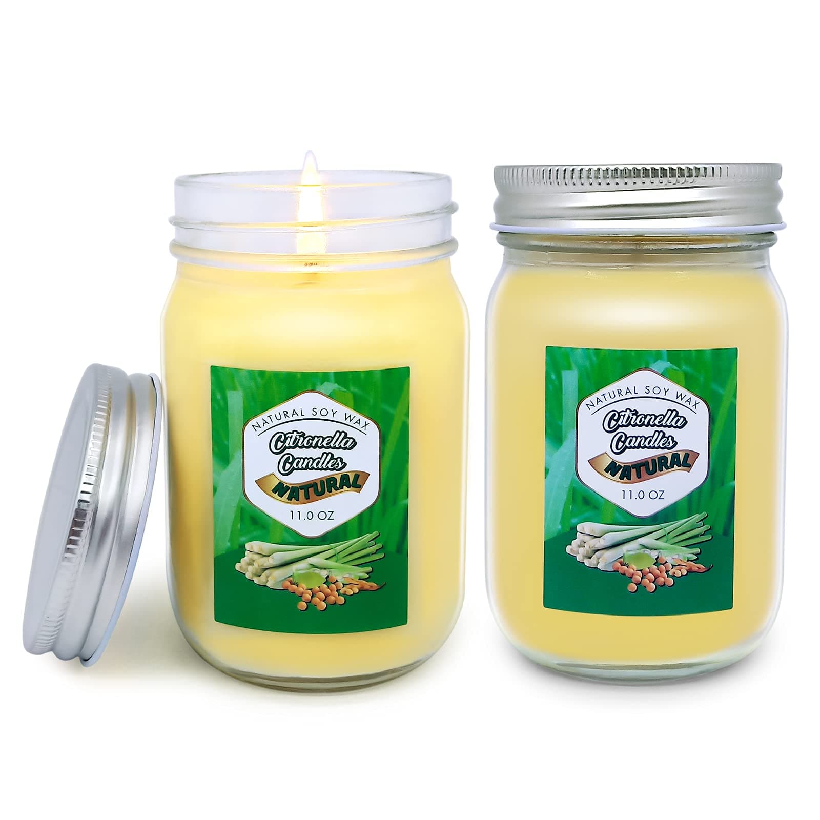 Mason Jar Candles Citronella Candles Outdoor 8oz 4 Pack 180 Hours