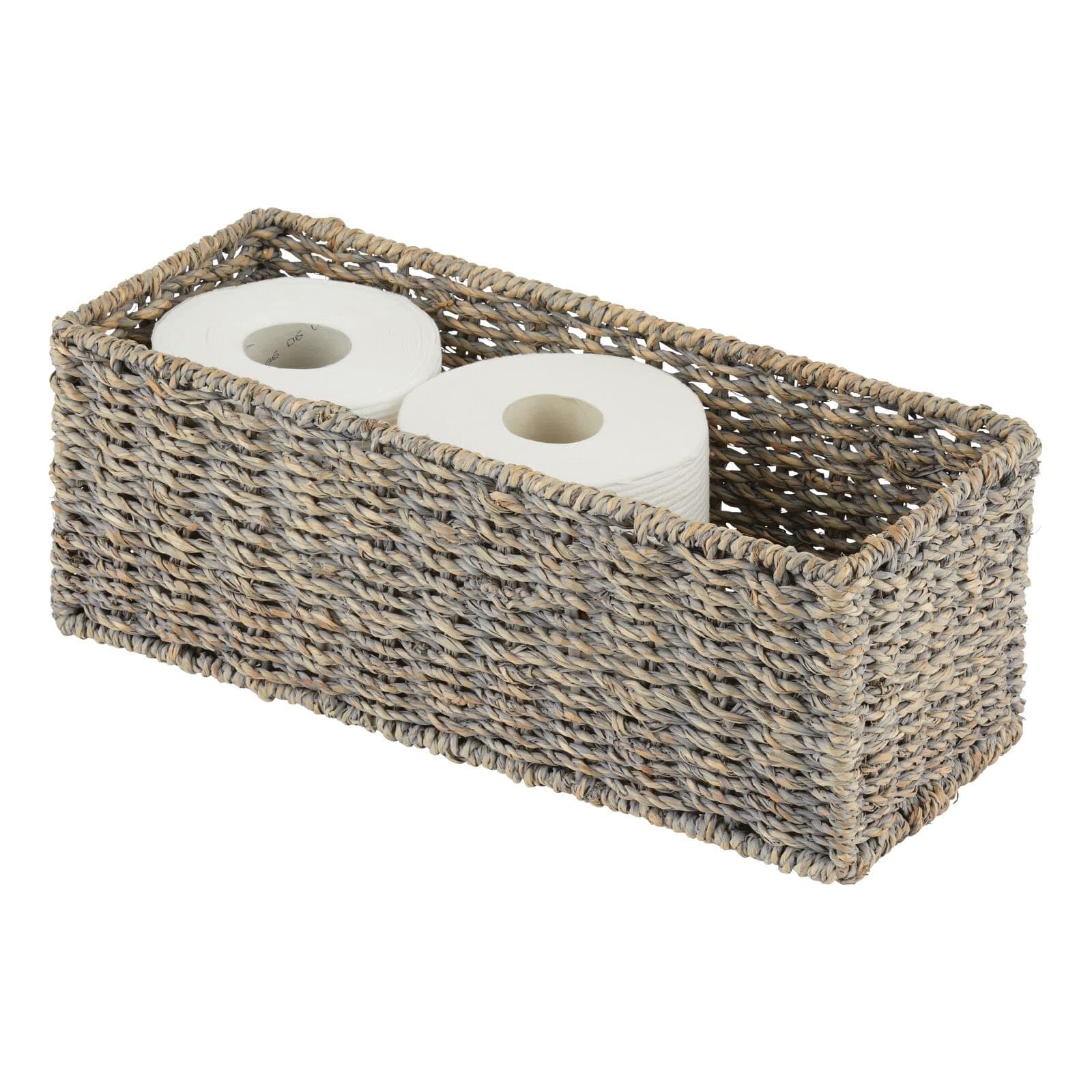mDesign Natural Woven Seagrass Bathroom Organizer Basket