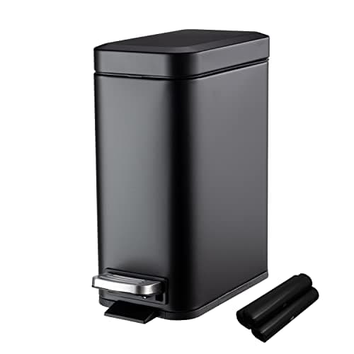 mDesign Slim Metal Step Trash Can, 1.3 Gal