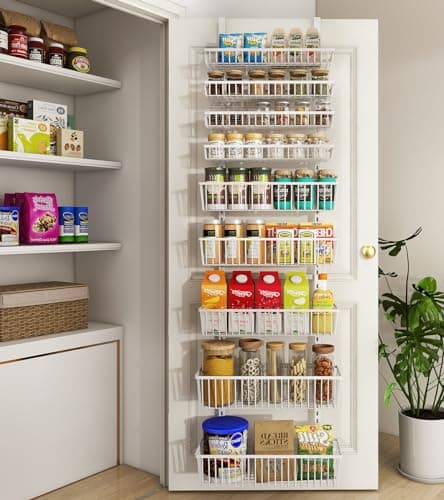 Mefirt 9-Tier Over The Door Pantry Organizer Deep Baskets White