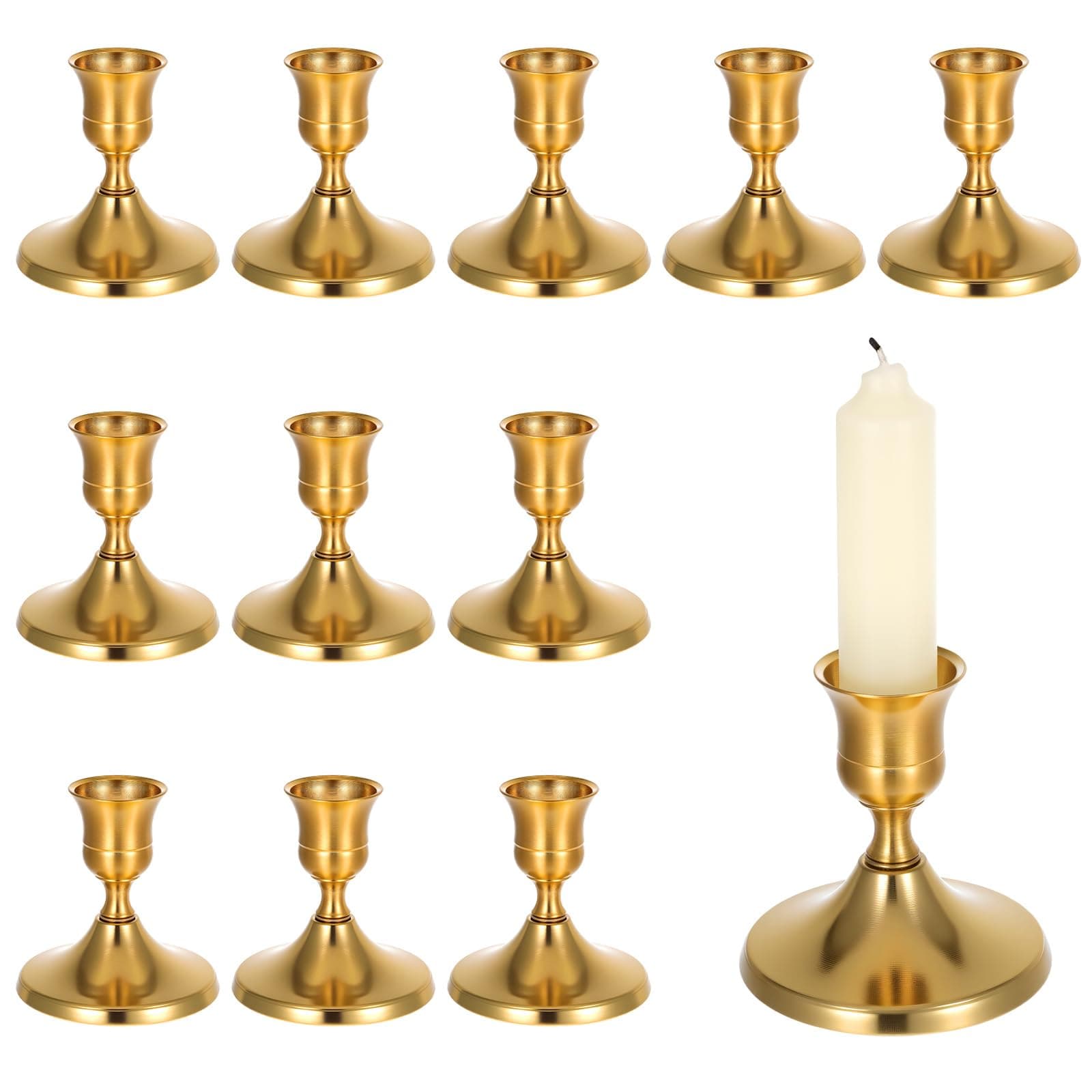 MENONEE Brass Gold Candlestick Holders Set of 6