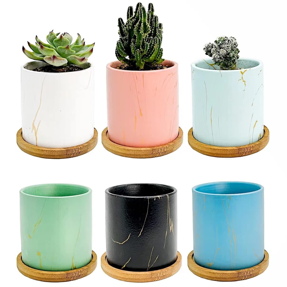 Mini Ceramic Desktop Planter Set