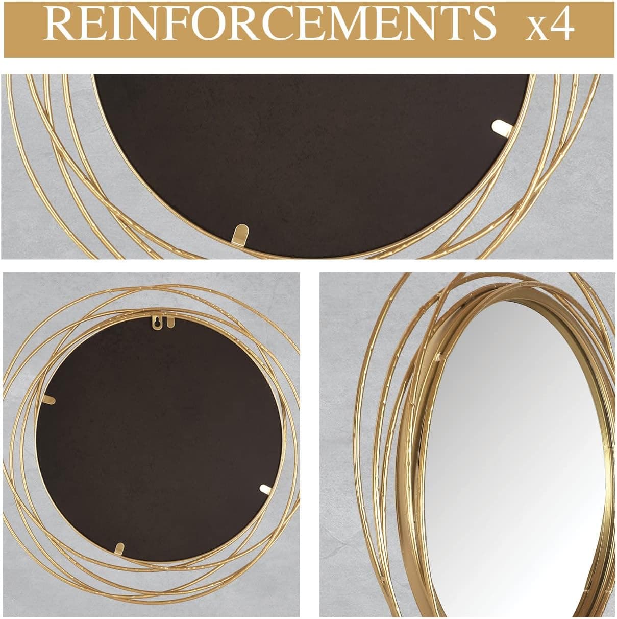 Mirrorize 27.5-Inch Round Gold Accent Mirror