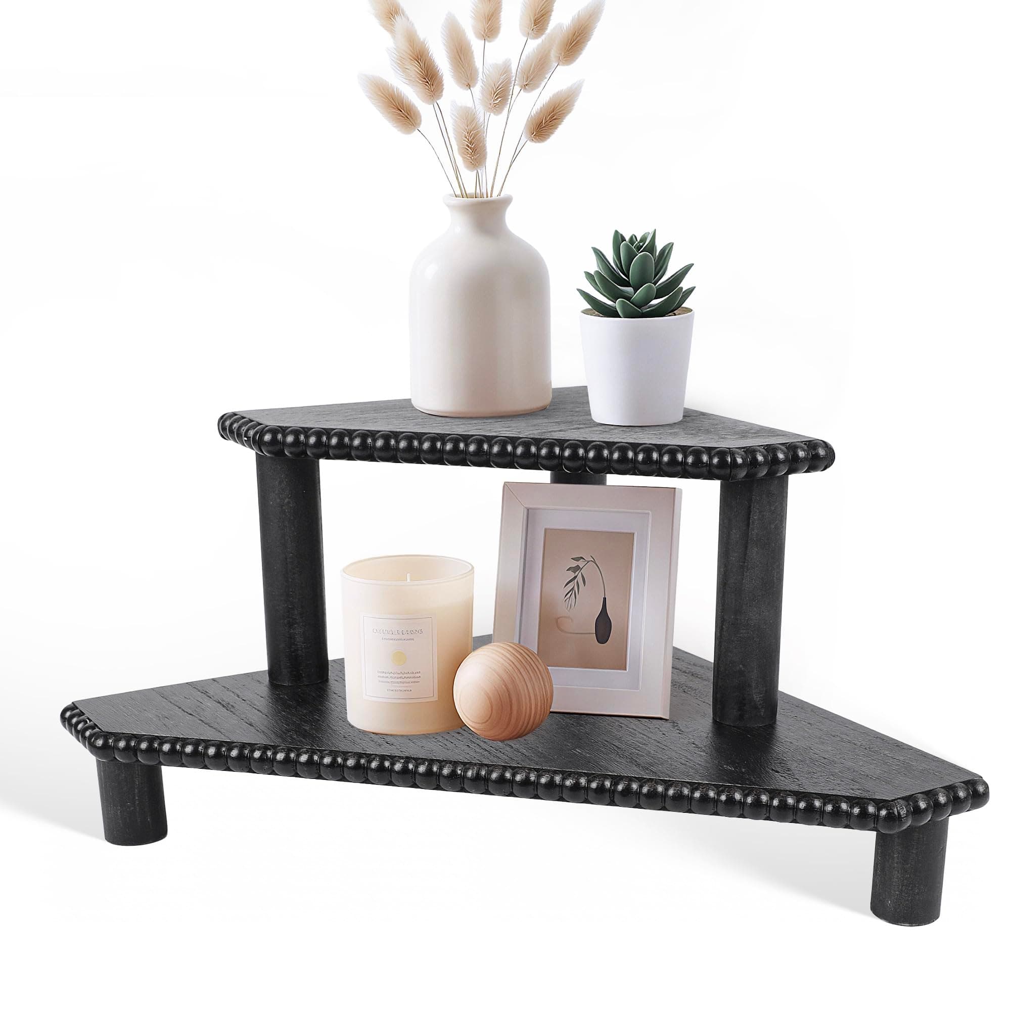 MITREL 2-Tier Rustic Corner Shelf Farmhouse Counter Riser