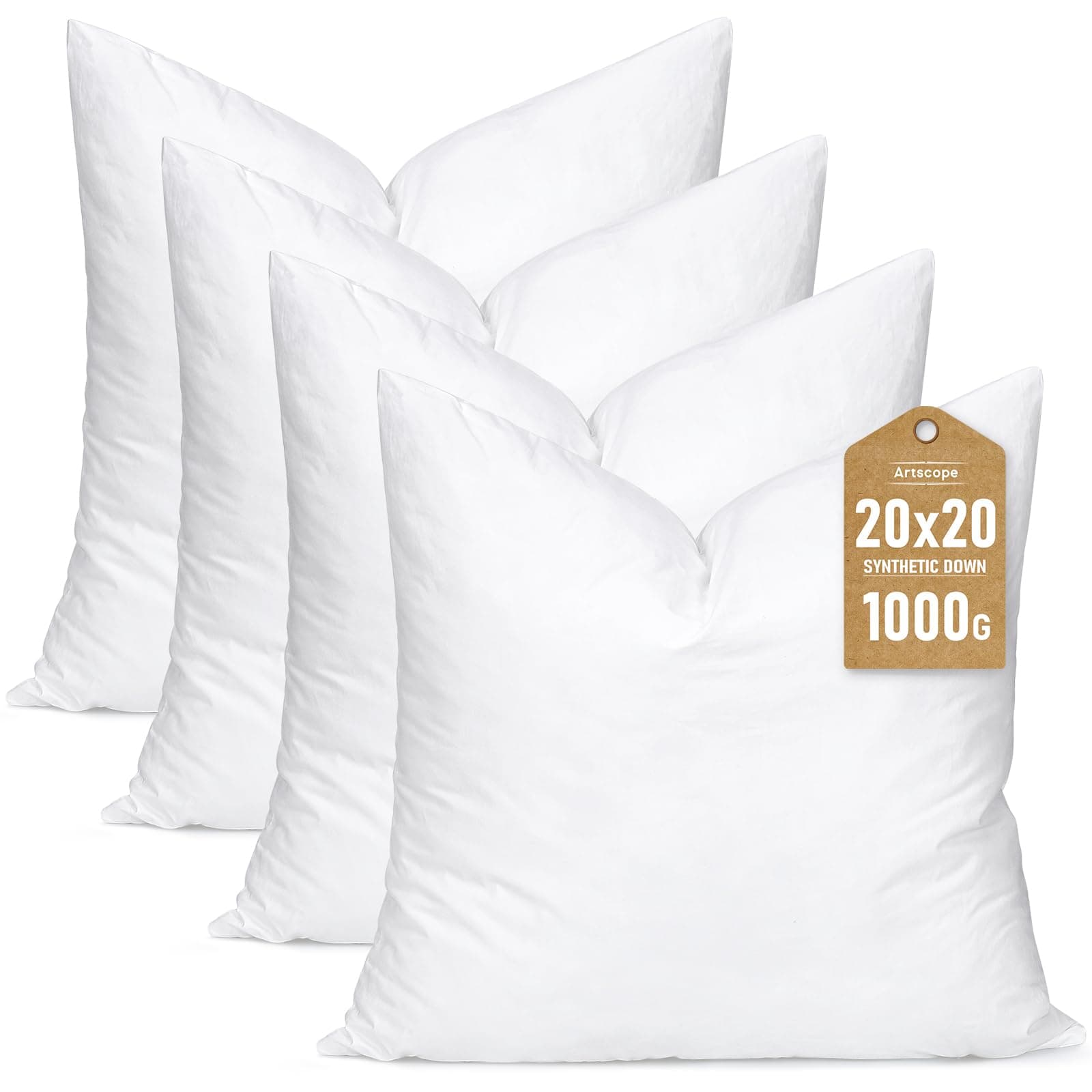 MIULEE 20x20 Synthetic Down Alternative Pillow Insert Set of 2