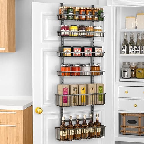 Moforoco Over The Door Pantry Organizer Hanging Basket Black