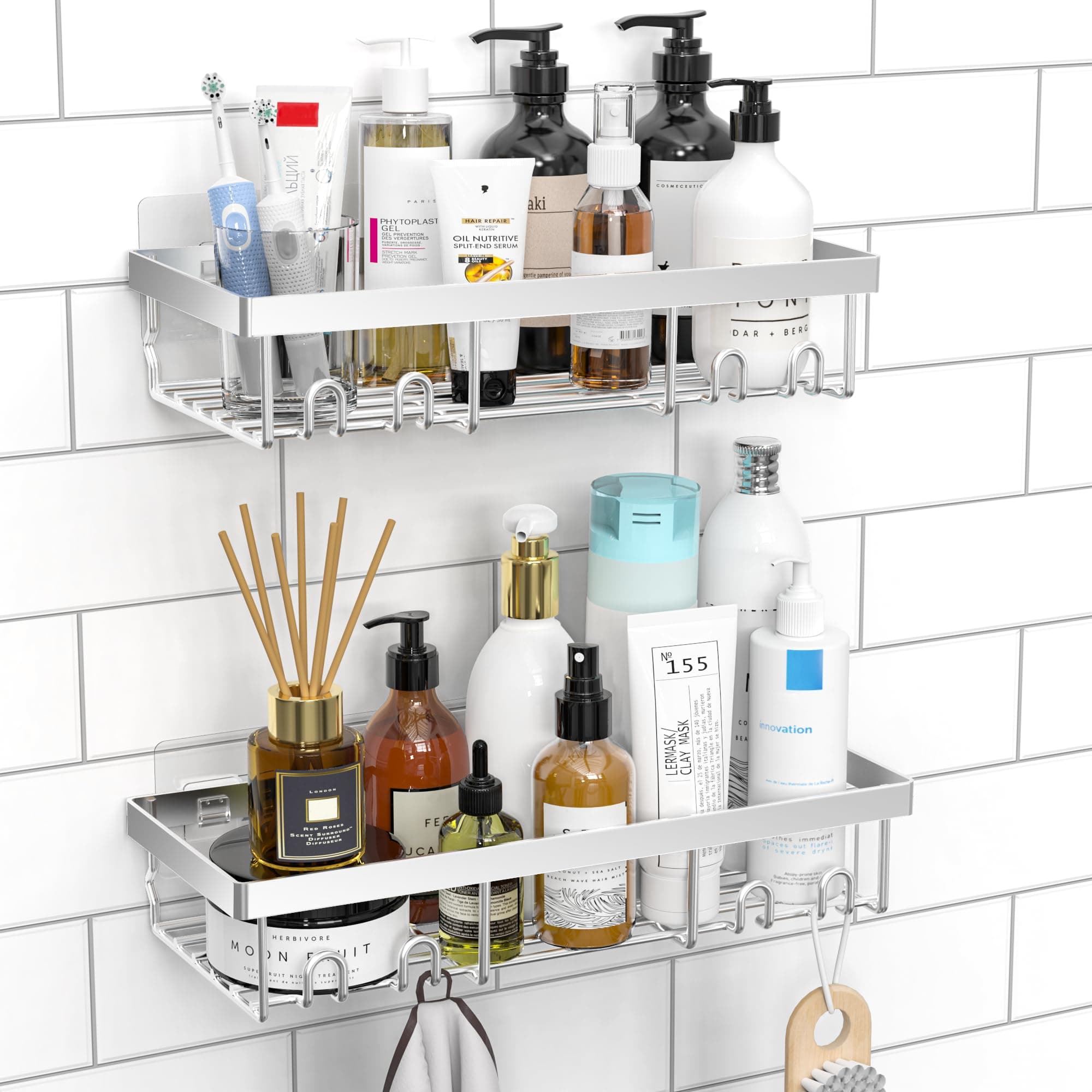 Moforoco Self-Adhesive Shower Caddy Shelf - Matte Black