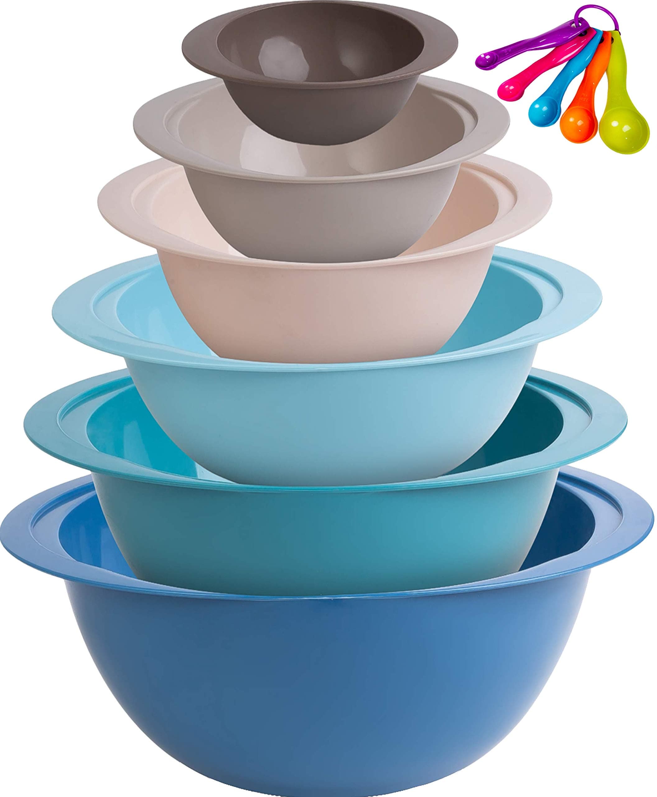 Monka Plastic Mixing Bowl Set with Measuring Spoons