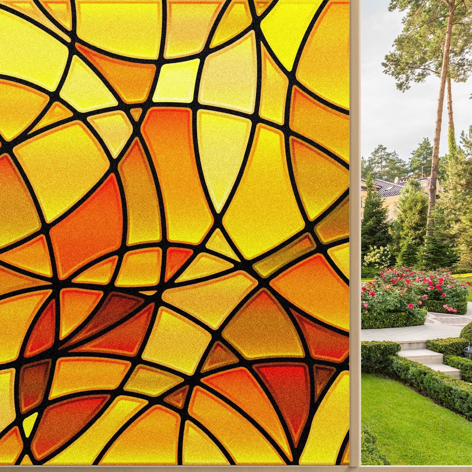 MSINMKOK Geometric Stained Glass Window Film