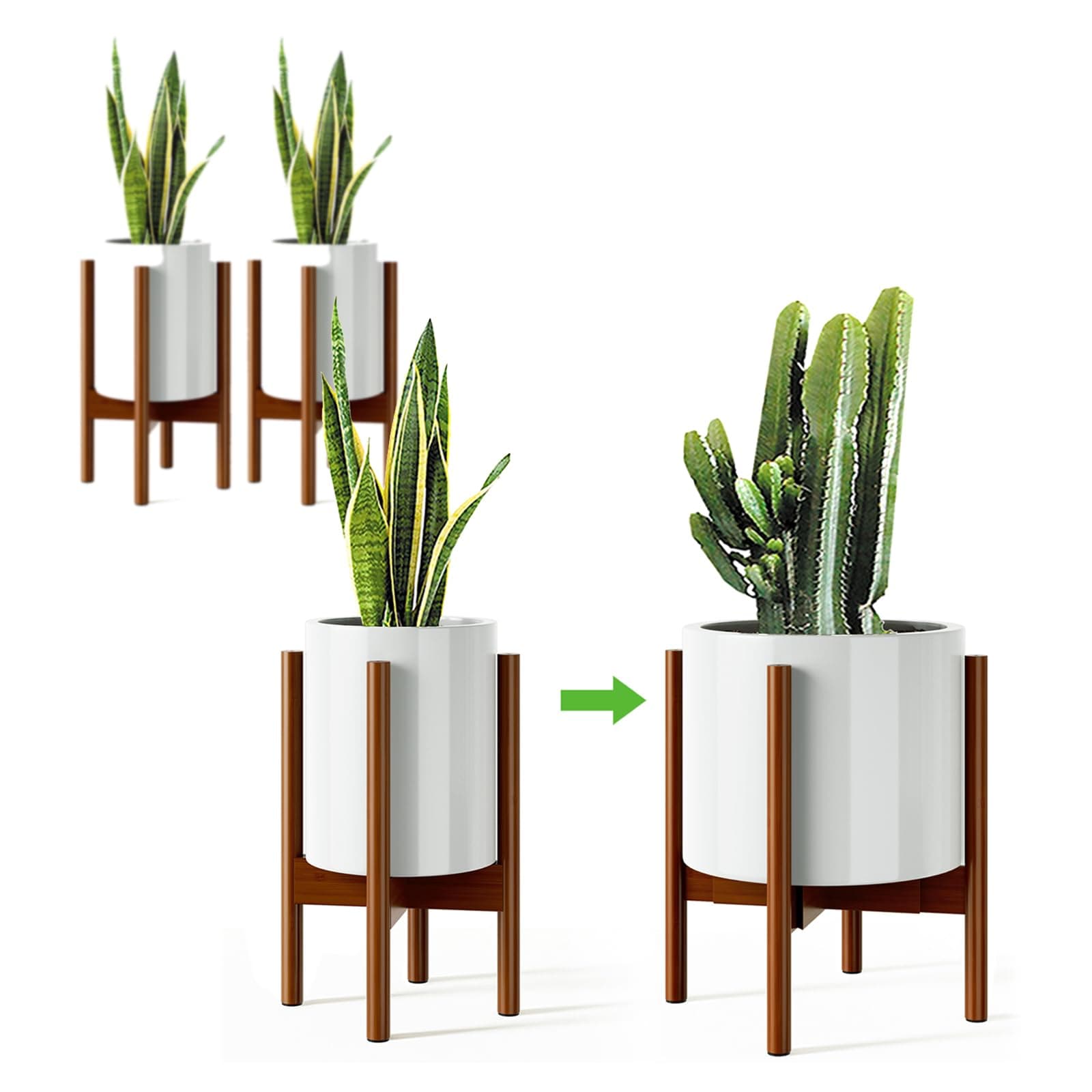 MUDEELA 2 Pack Bamboo Plant Stands