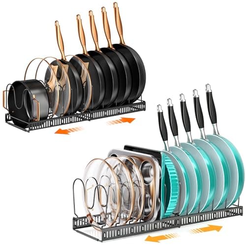 MUDEELA Expandable Pots and Pans Organizer Rack