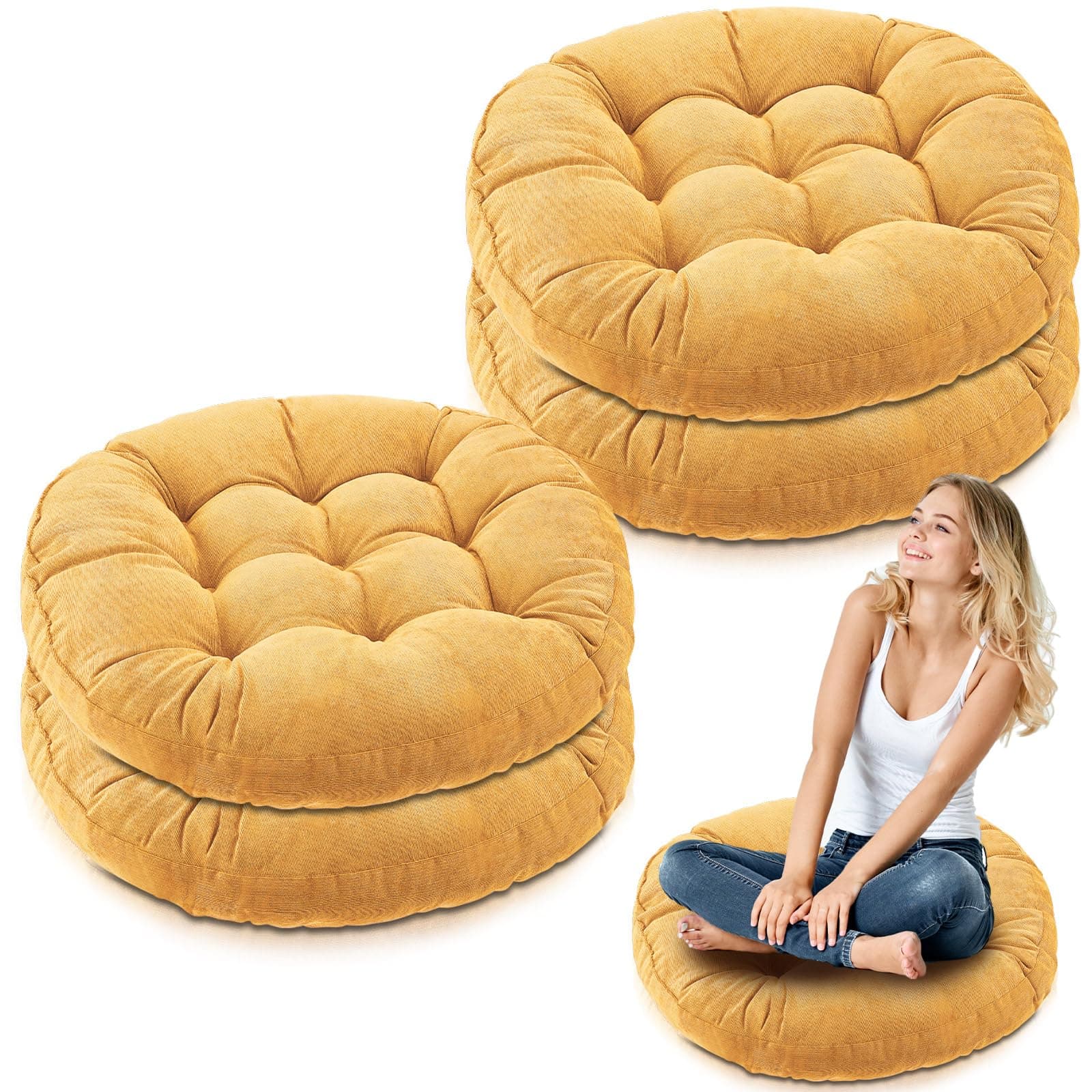 Corduroy Floor Cushion 4-Pack Multicolor