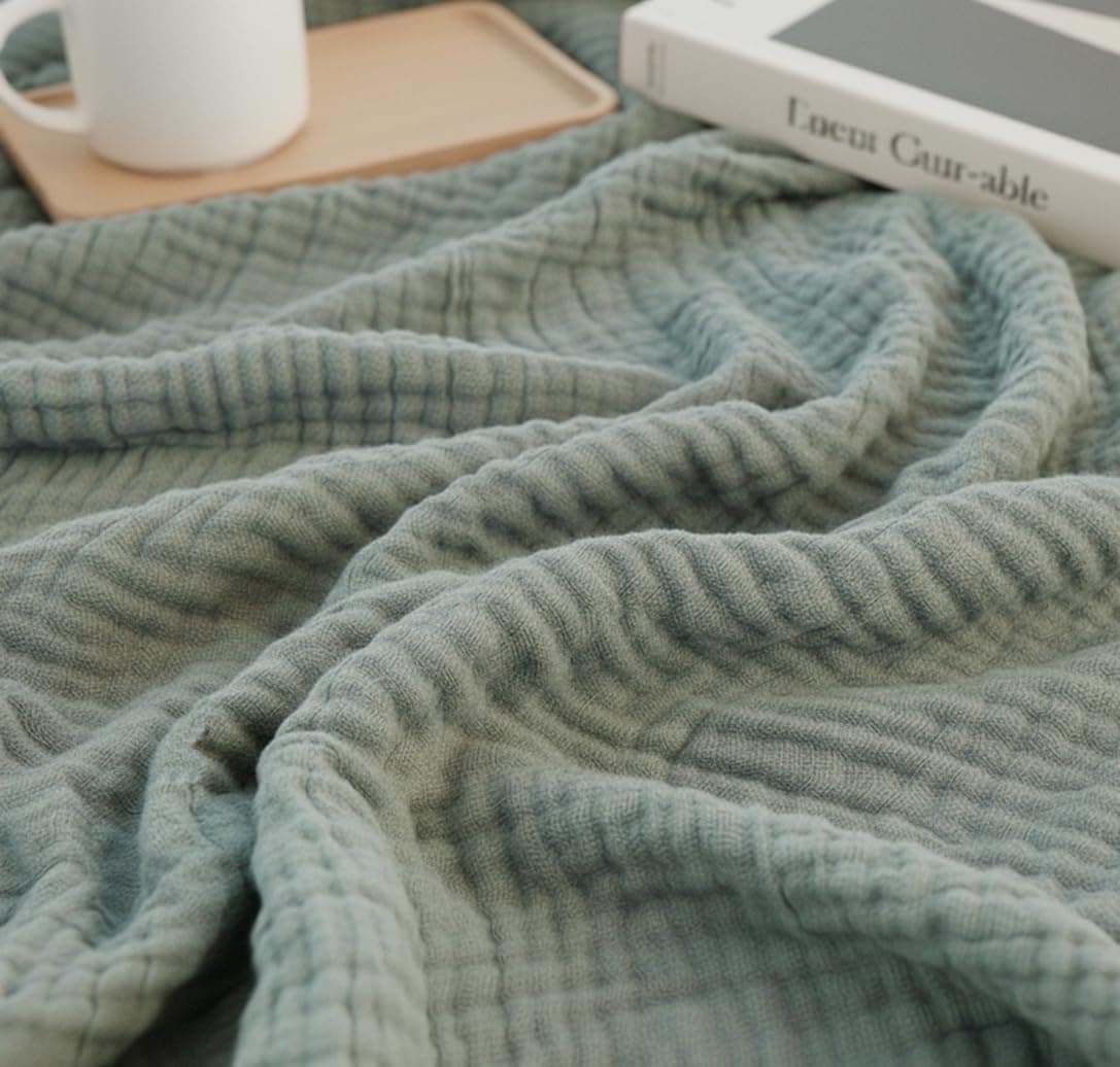 Sage Cotton Waffle Throw Blanket