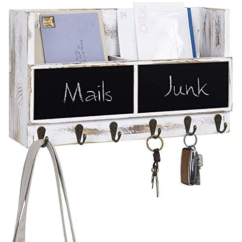 MyGift Chalkboard Mail Sorter with Key Hooks