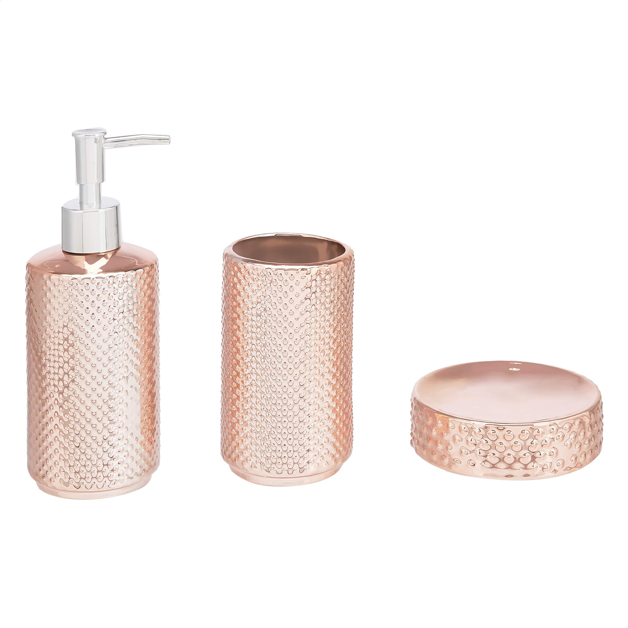 MyGift 4-Piece Rose Gold Ceramic Bathroom Set