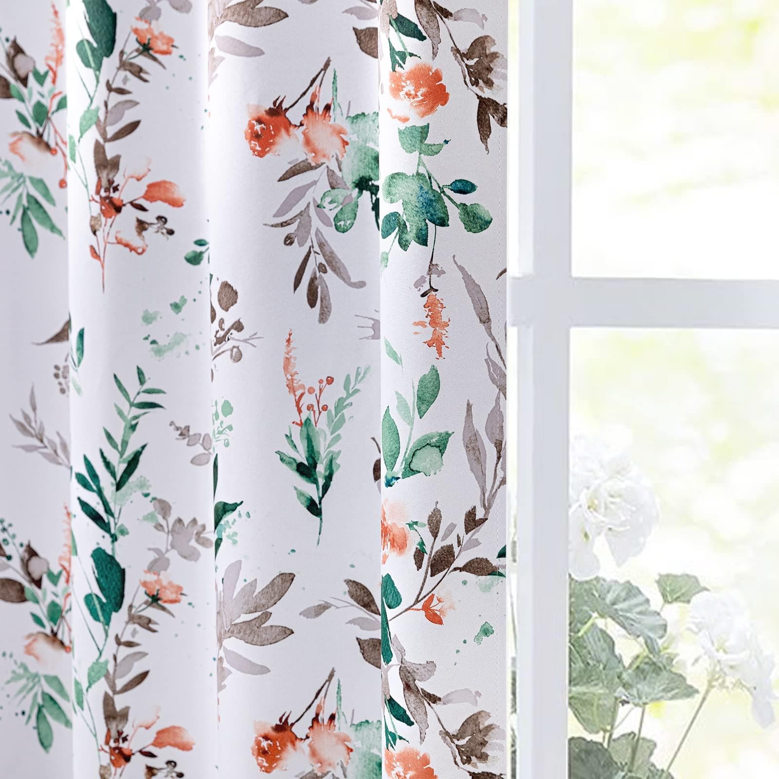 MYSKY HOME Floral Curtains 84 Inch Room Darkening