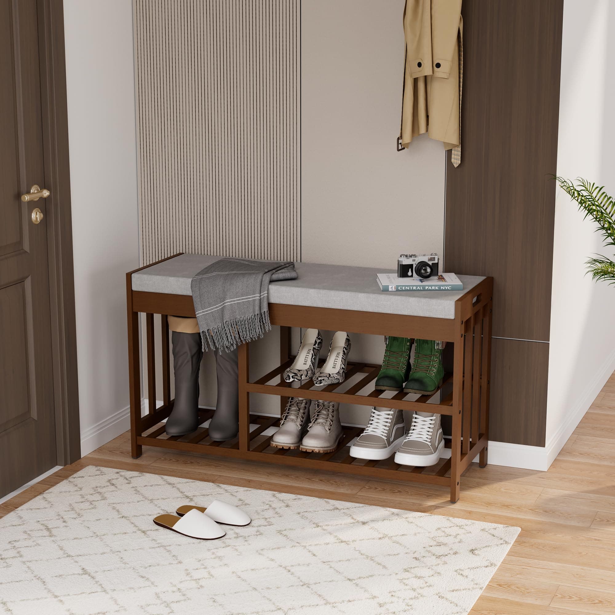 Slim Profile Entryway Shoe Bench