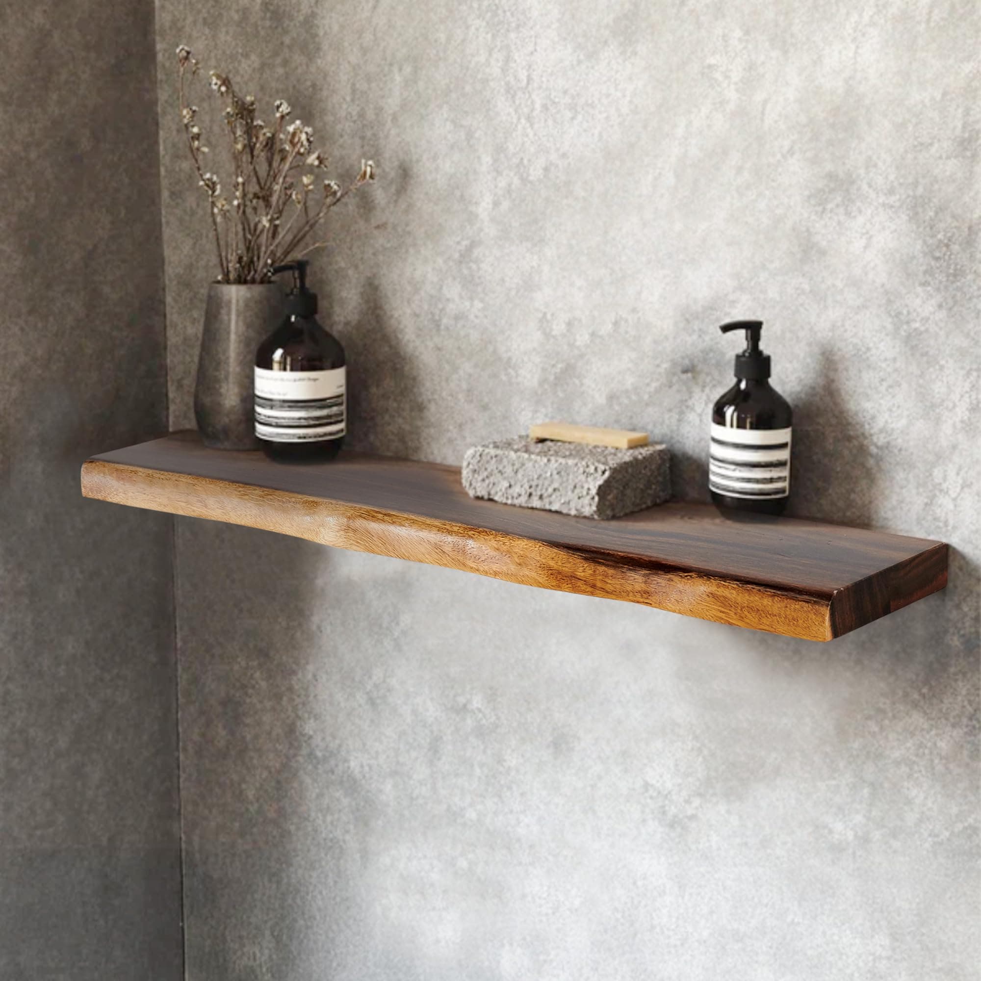 Natural Wood Floating Vanity Shelf Set