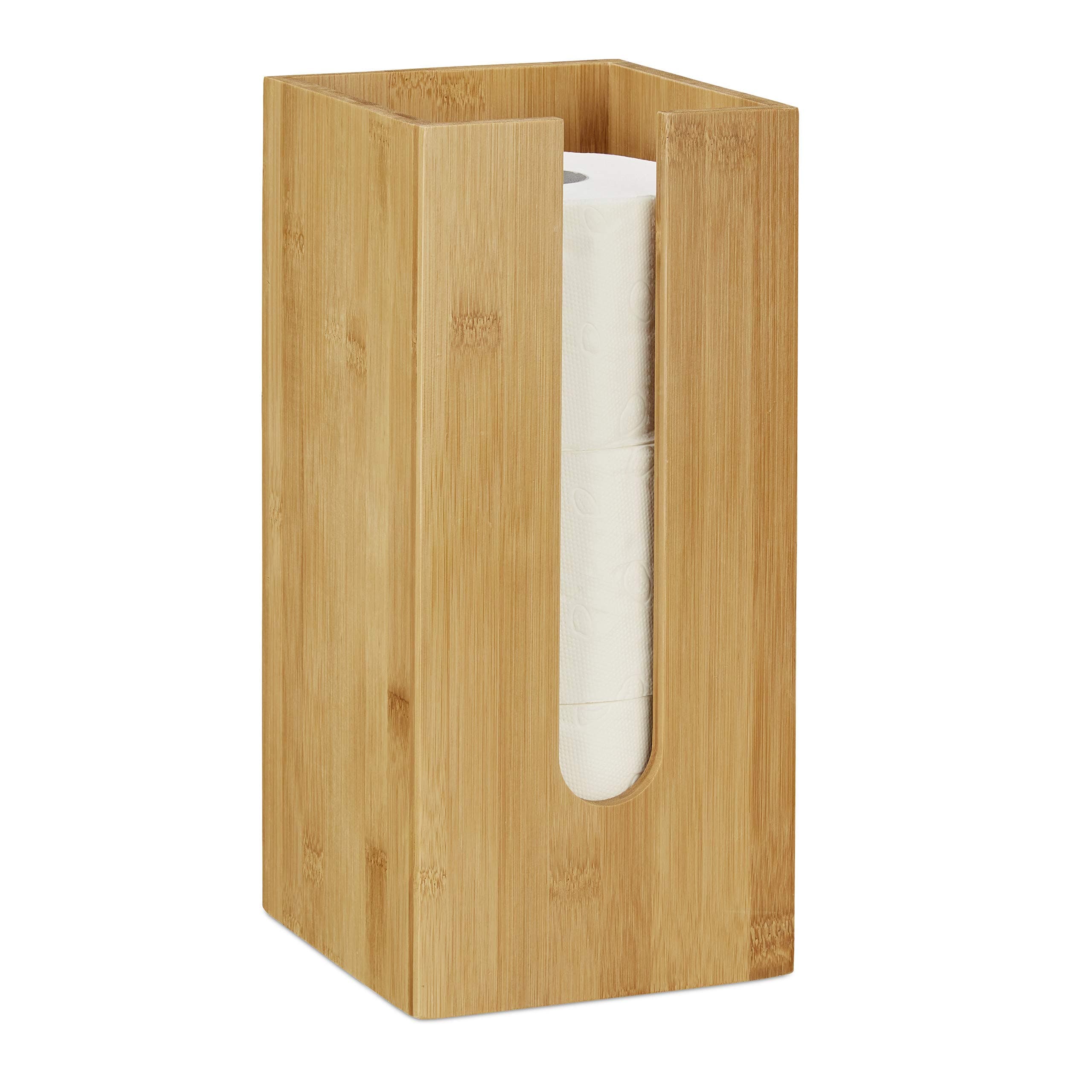 Navaris Bamboo Toilet Paper Storage Tower Organizer