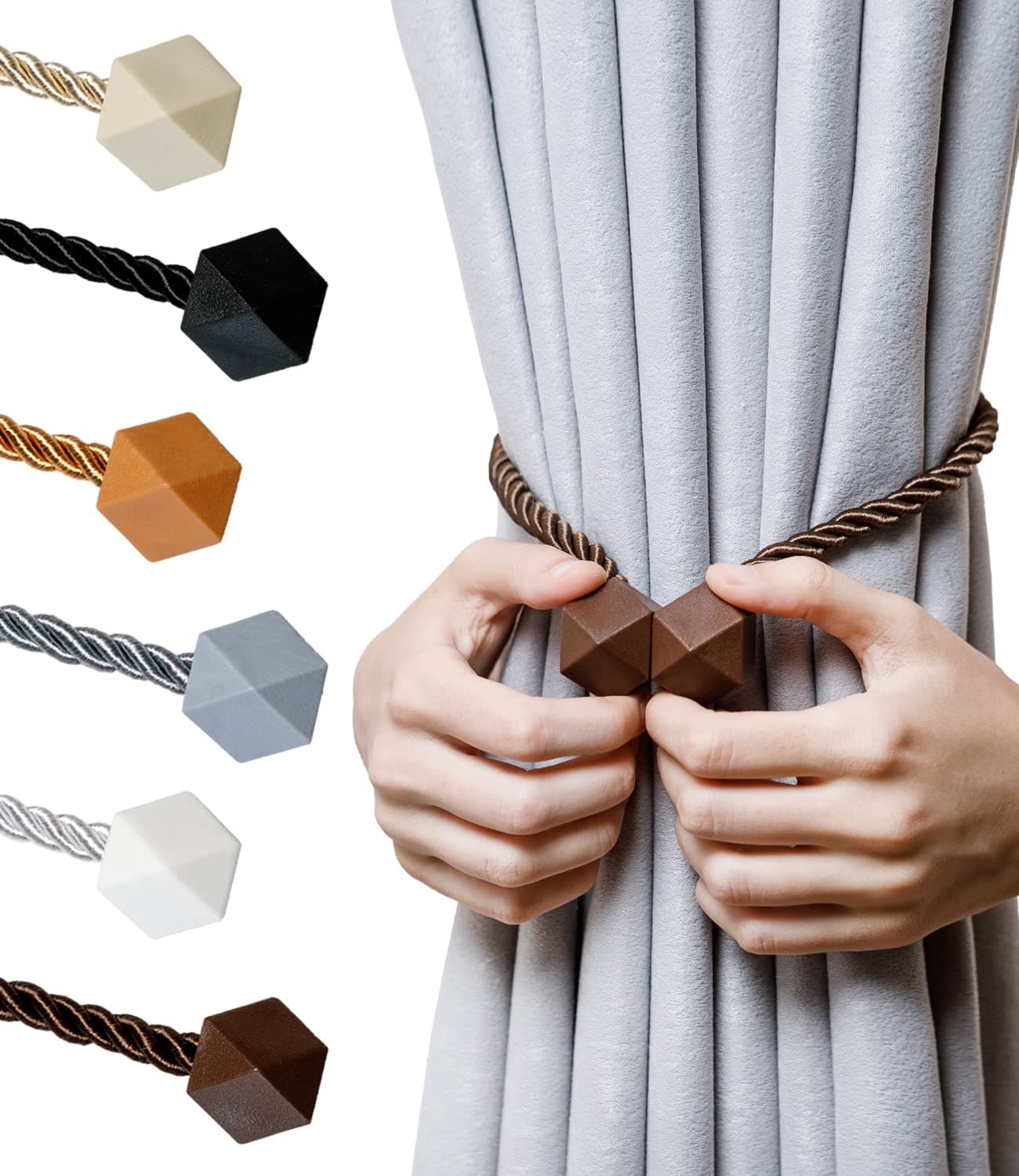 NazTur Magnetic Curtain Tiebacks Black Twisted Rope