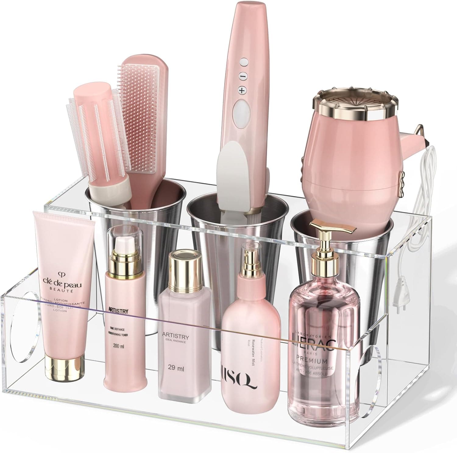 NIUBEE Clear Acrylic Hair Tool Organizer Countertop Caddy