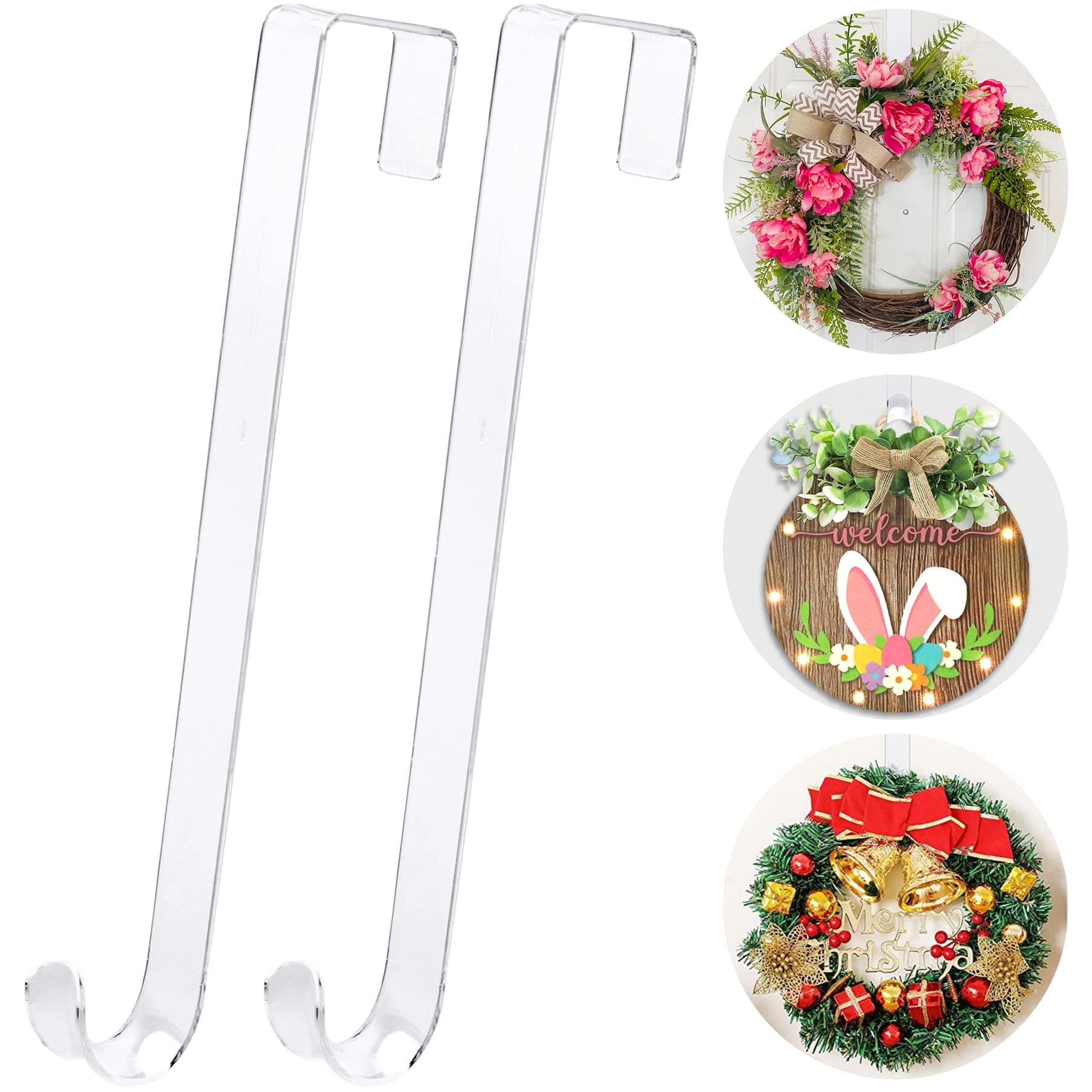 Non-Scratch 100% Clear 12-Inch Wreath Hanger, 2-Pack