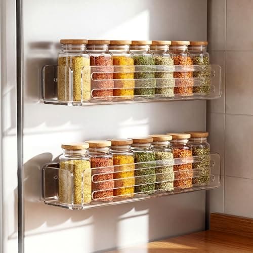 Novabright Magnetic Acrylic Spice Rack for Fridge
