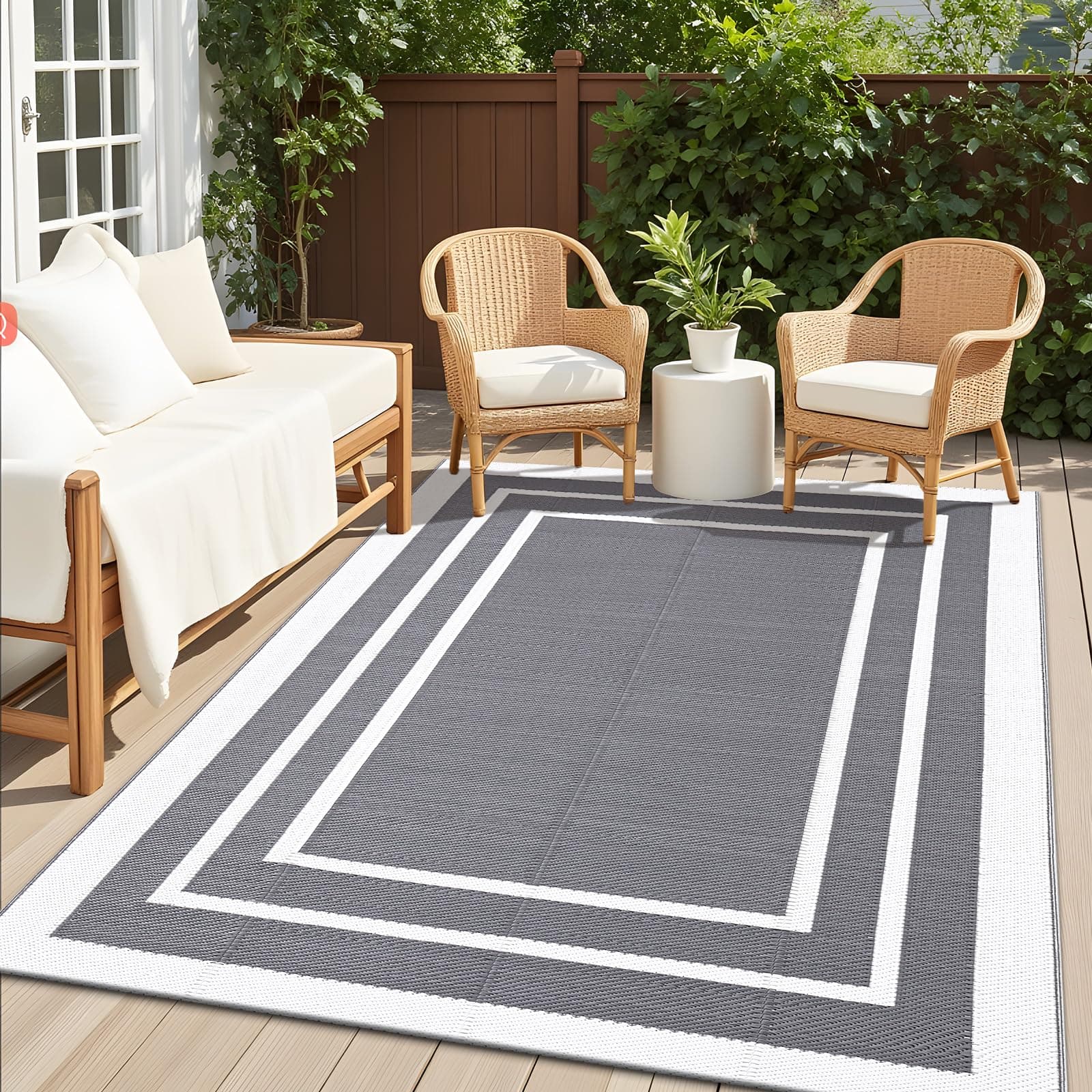 OLANLY Outdoor Rug 5x8 Waterproof Reversible