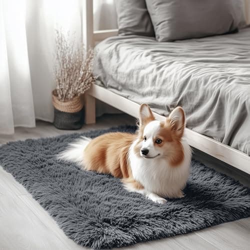 OLANLY 2x3 Washable Bedside Rug, Soft Fluffy Grey