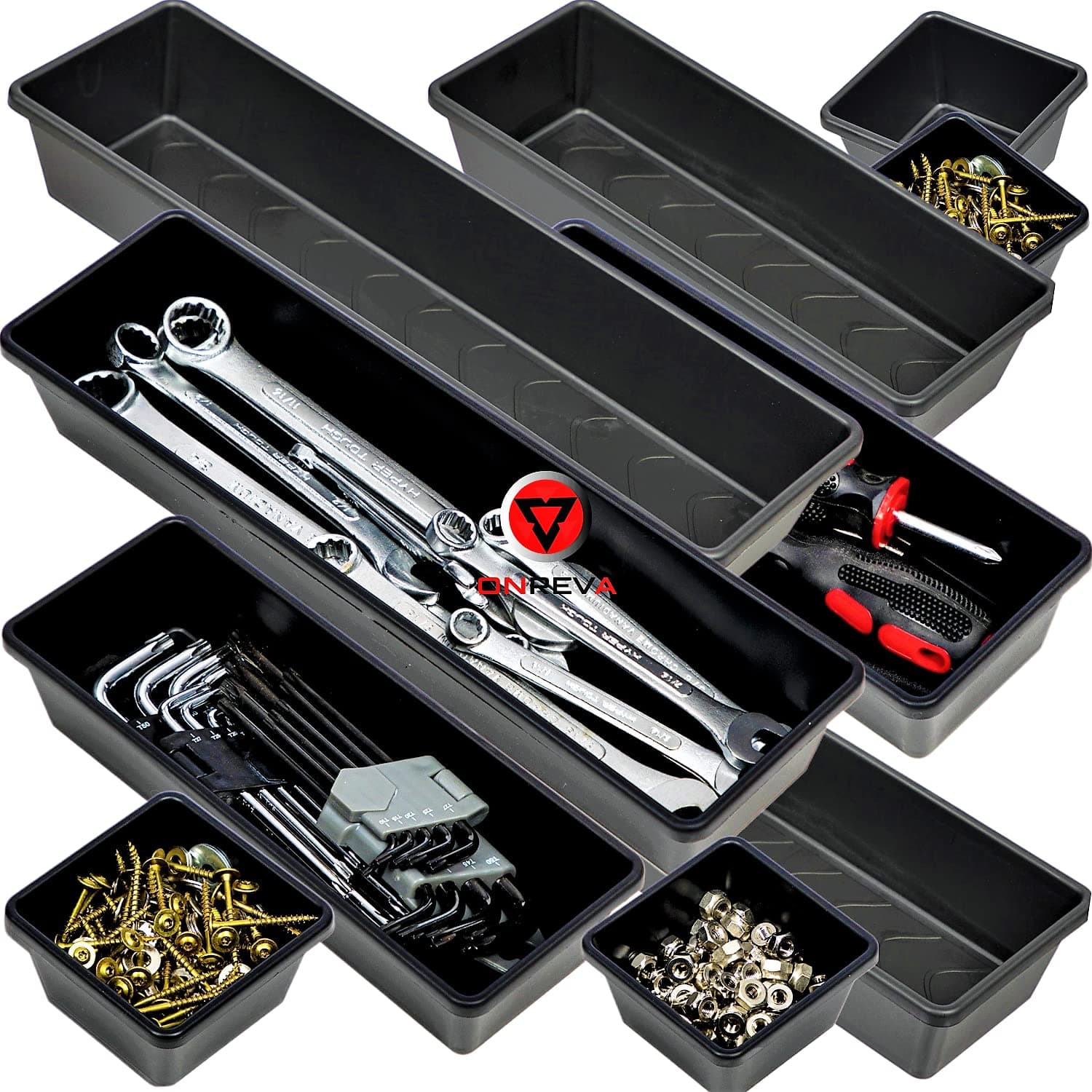 ONREVA Tool Box Organizer Tray Divider Set, 6pcs Extra Large