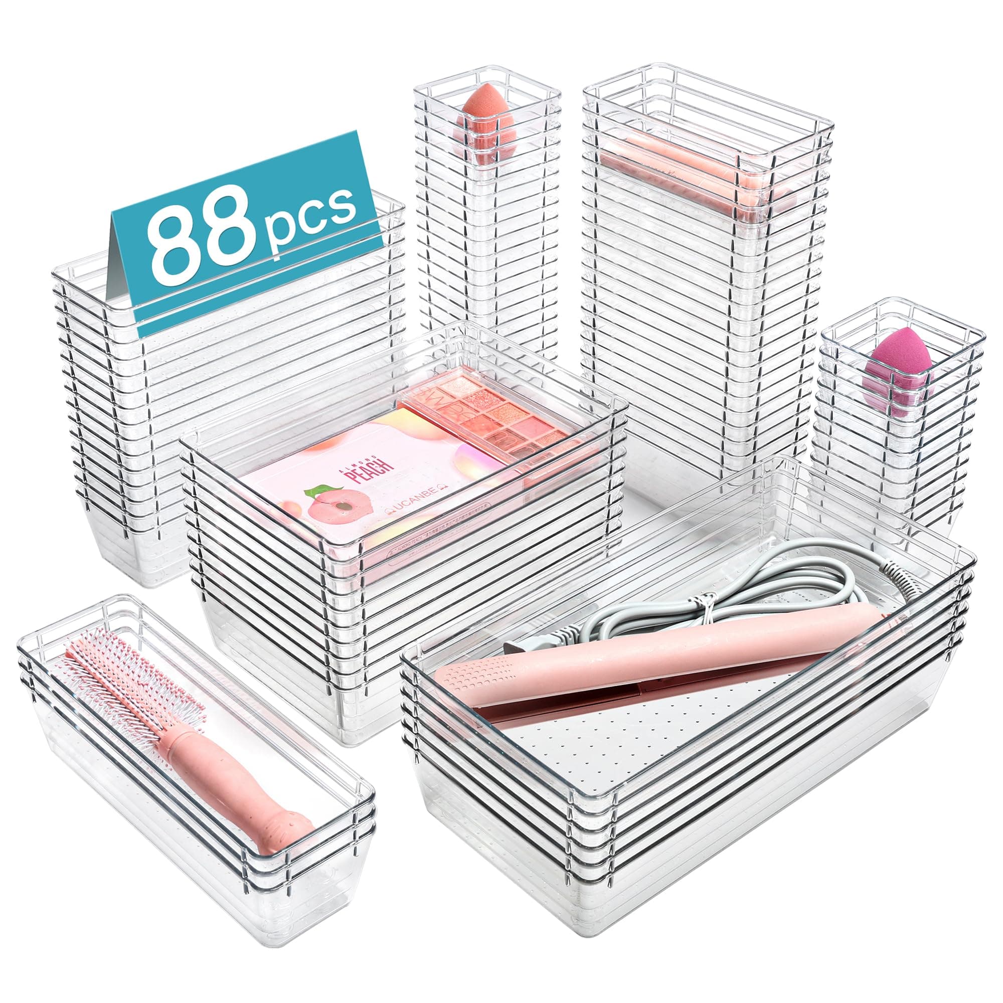 Set of 4 Organizer Bins with Dividers - Socks Underwear Clothes