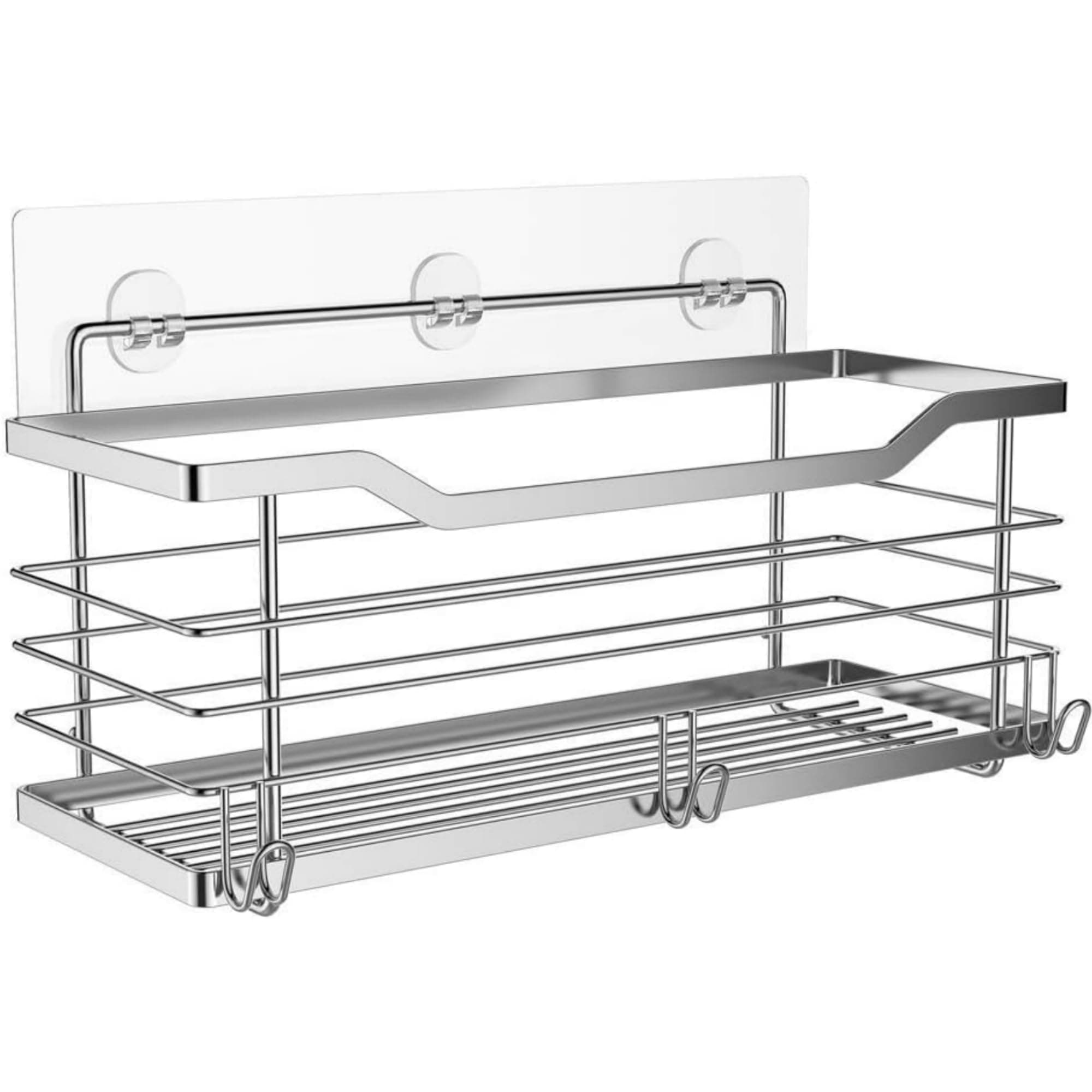 Oriware Adhesive Shower Shelf with Towel Bar