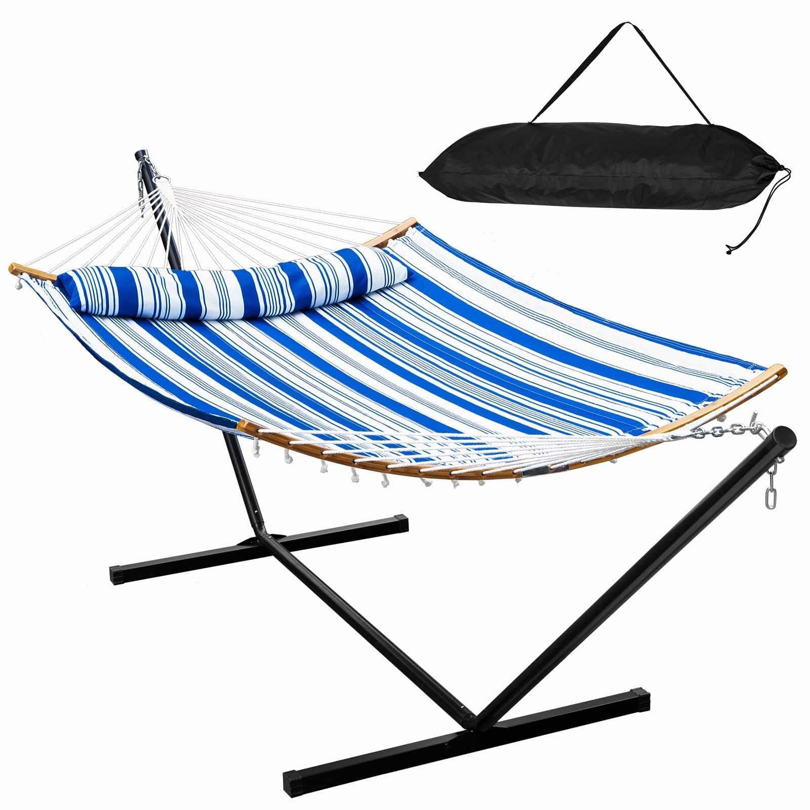 12 FT Outdoor Hammock with Heavy Duty Steel Stand, Portable 2 Person