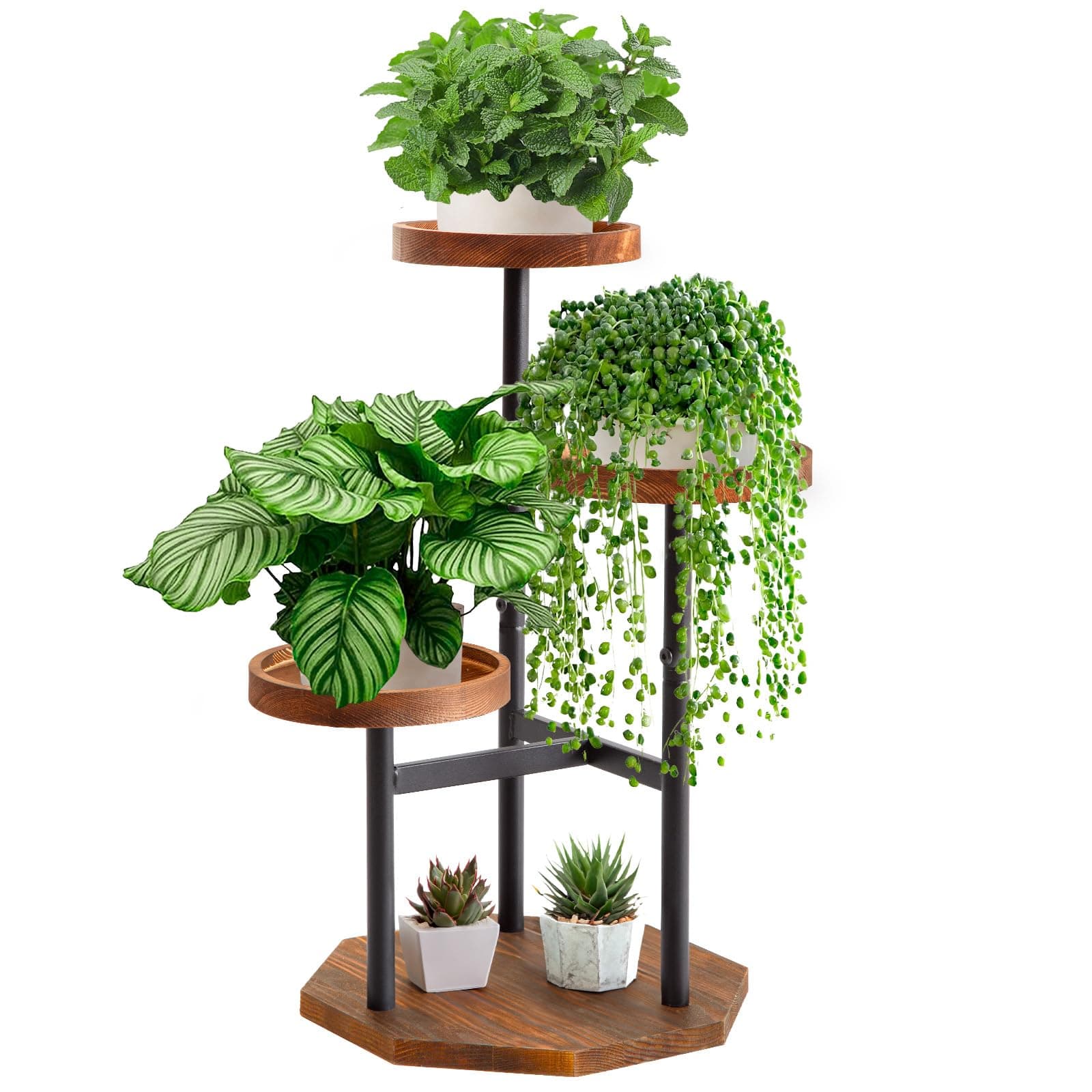 Outdoor Plant Stand with Wicker Detail 3 Tier