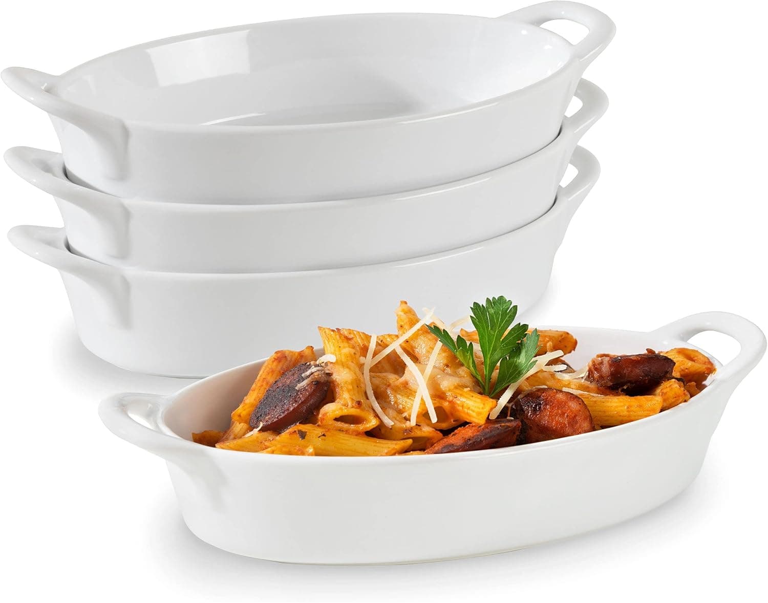Oval Au Gratin Mini Ceramic Dishes, Set of 4