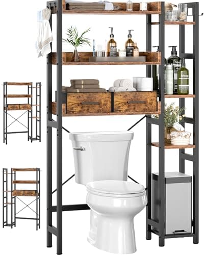7-Tier Over The Toilet Storage with 2 Drawers