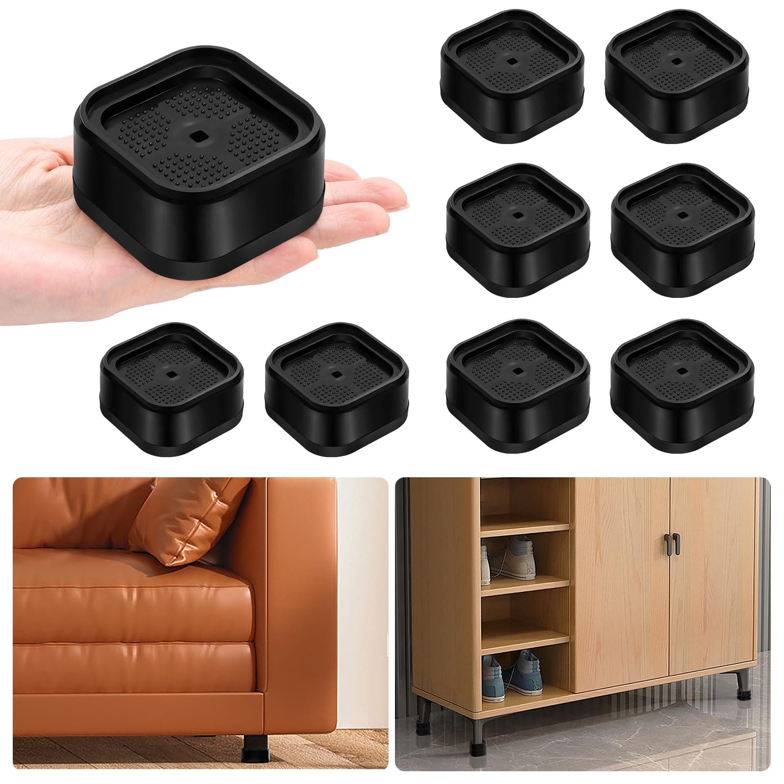 OxGord Furniture Risers, Adjustable Height (4-Pack)