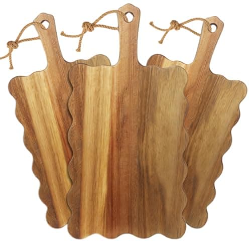 OYPGUE 3-Piece Scalloped Acacia Wood Charcuterie Board Set