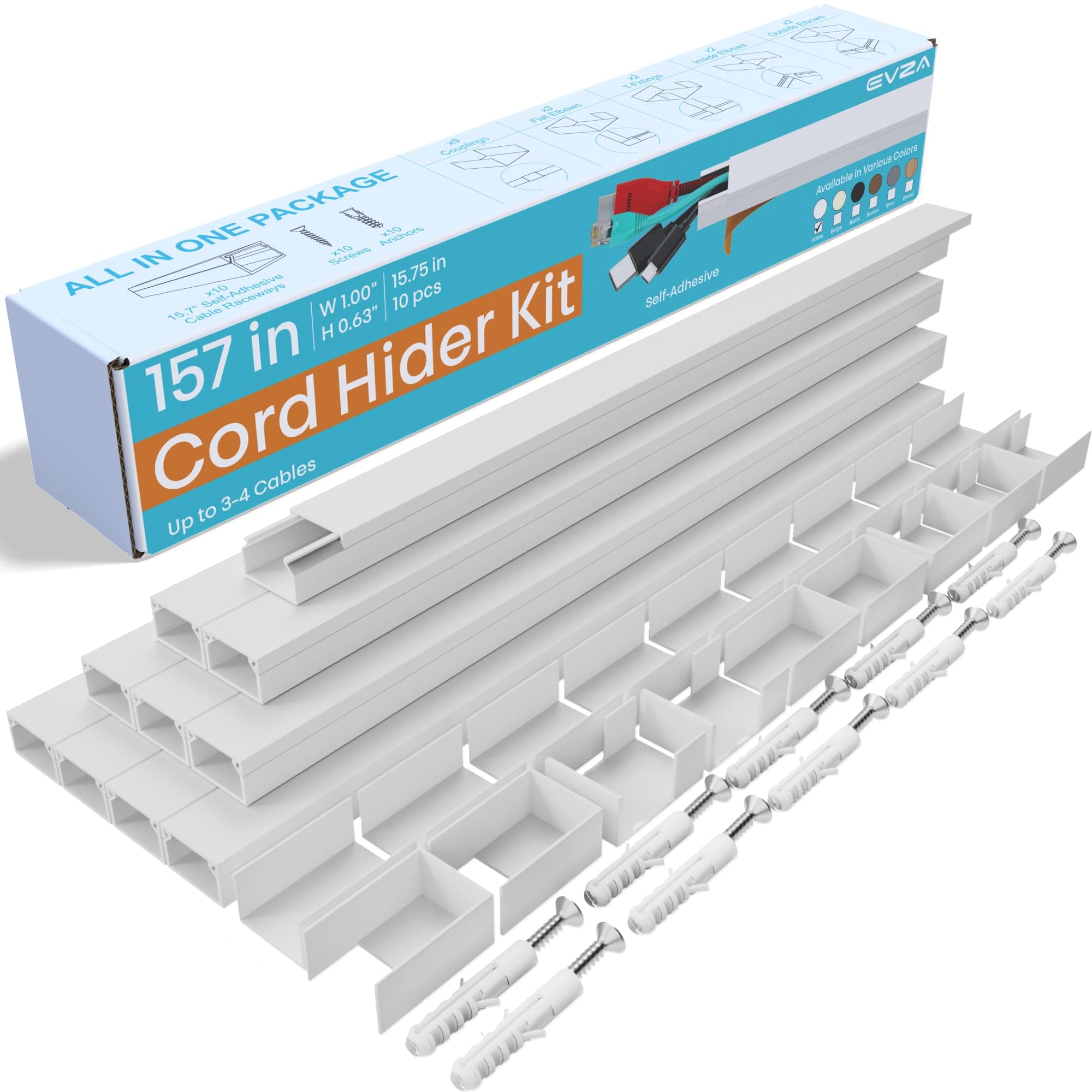 315in Paintable White Cord Hider Raceway Kit