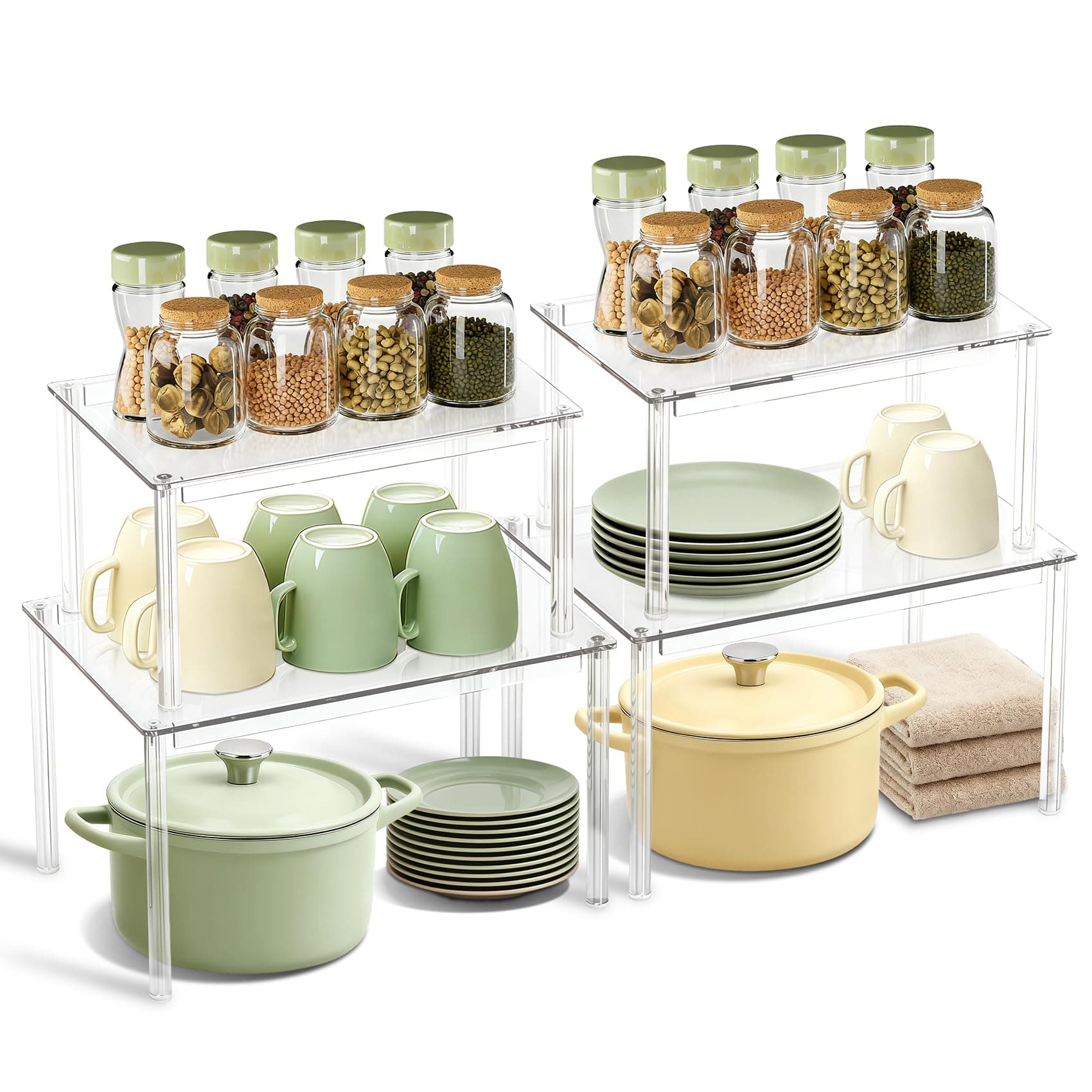 Clear Fridge Produce Organizer Bins Set of 4