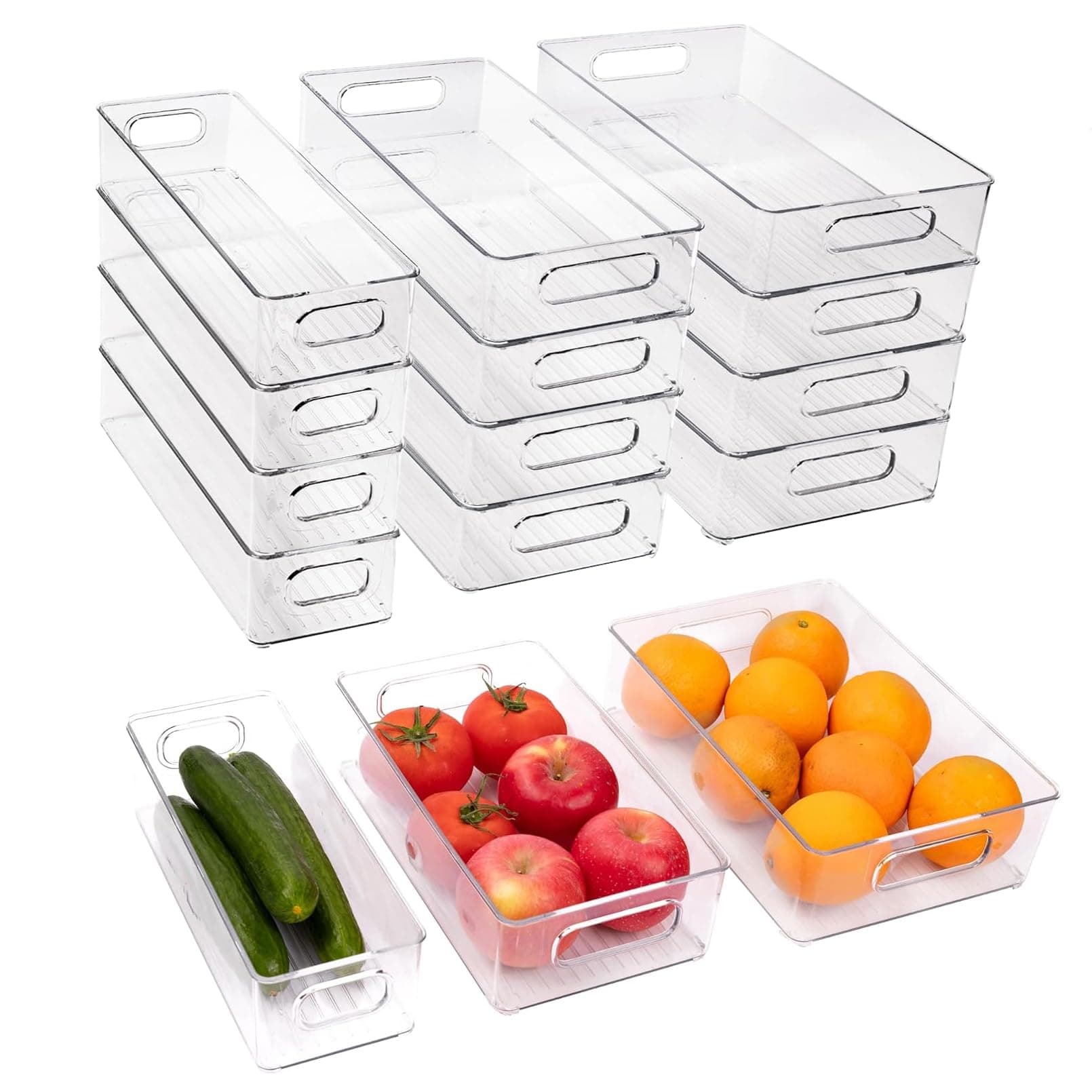 HOOJO Refrigerator Organizer 8 Pack Clear Bins