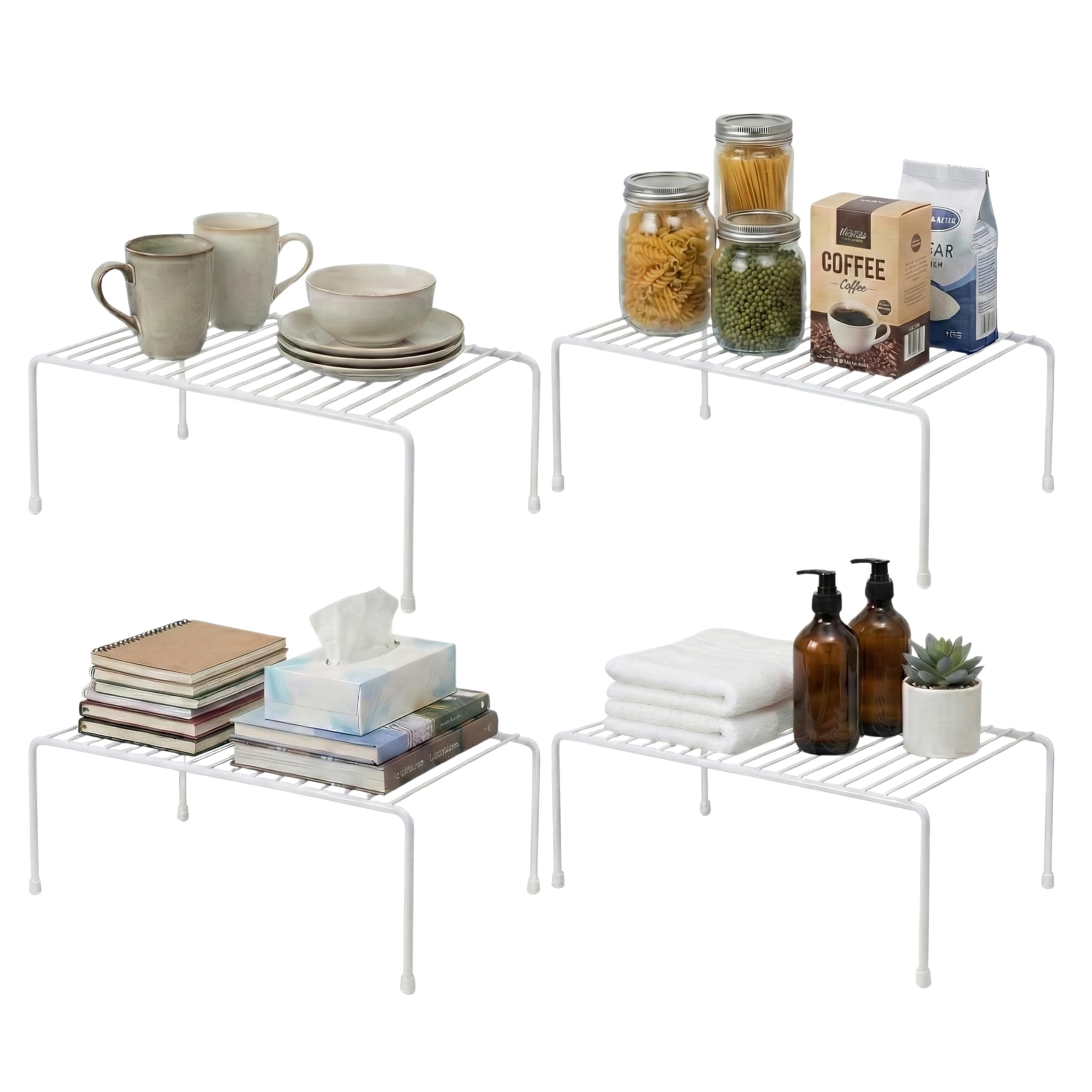 Expandable Cabinet Shelf Risers, Set of 2