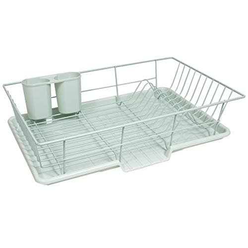 Compact Pastel Dish Rack with Drip Tray