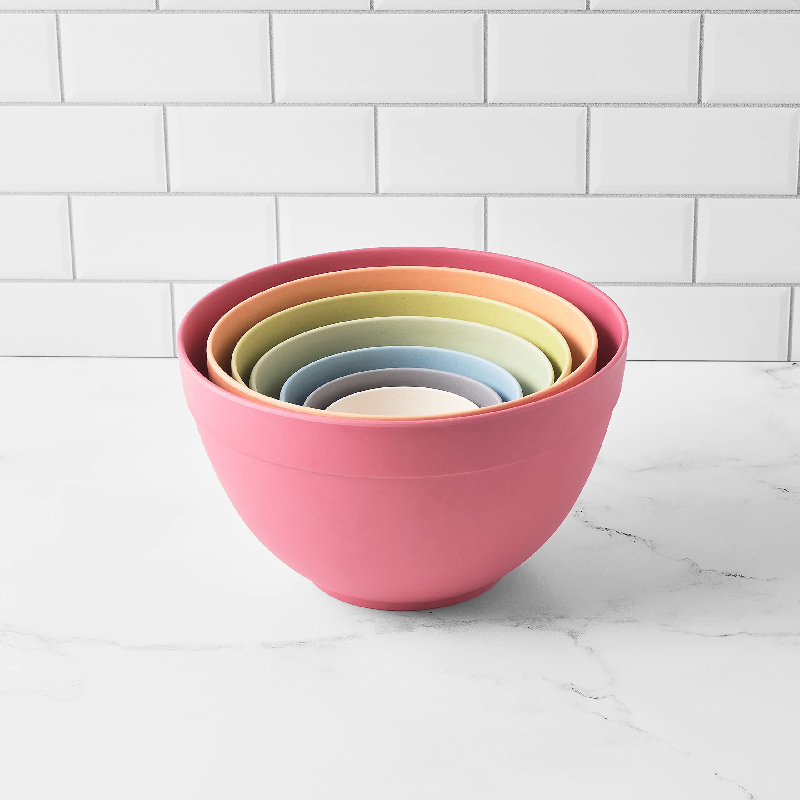 Pastel Speckled Stoneware Mixing Bowls Nesting Set