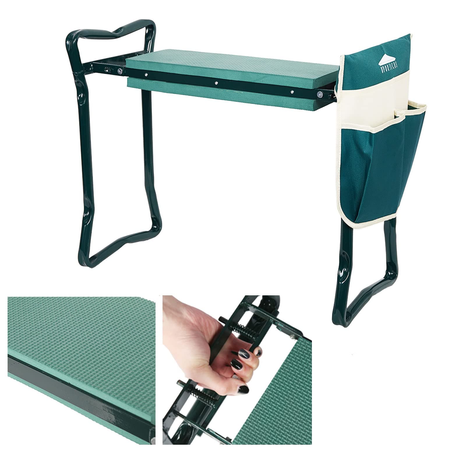 Patented Garden Kneeler Seat Heavy Duty 330lbs with Thicker Pad and Tool Pouches