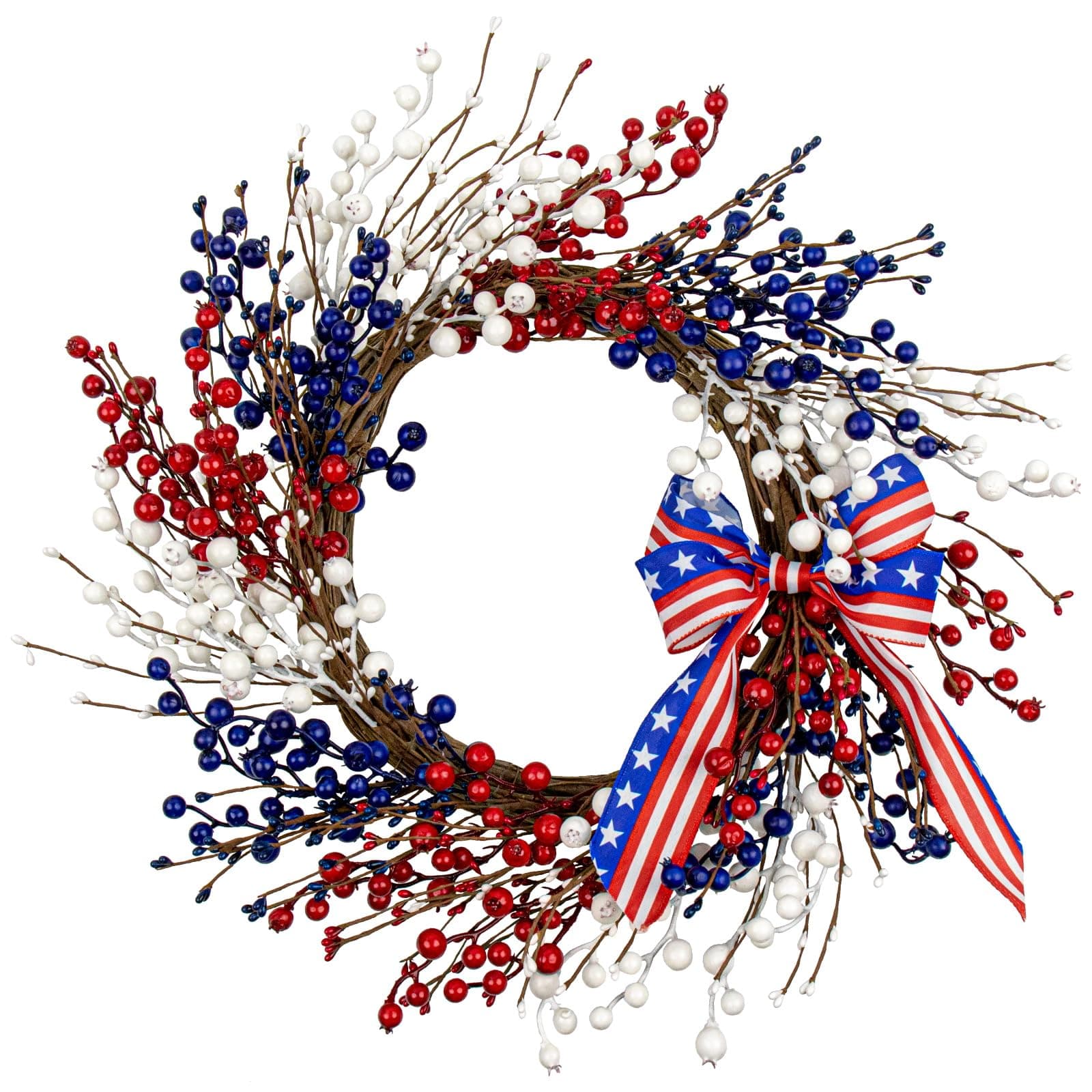 Patriotic Red White and Blue Front Door Wreath