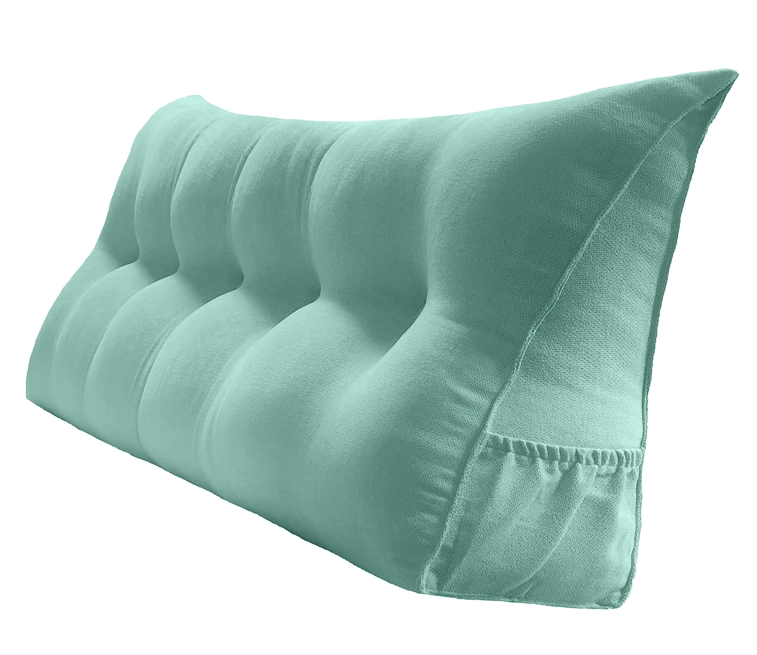 PEACHWELL Triangular Reading Bed Rest Bolster with 2 Neck Roll Pillows Gray