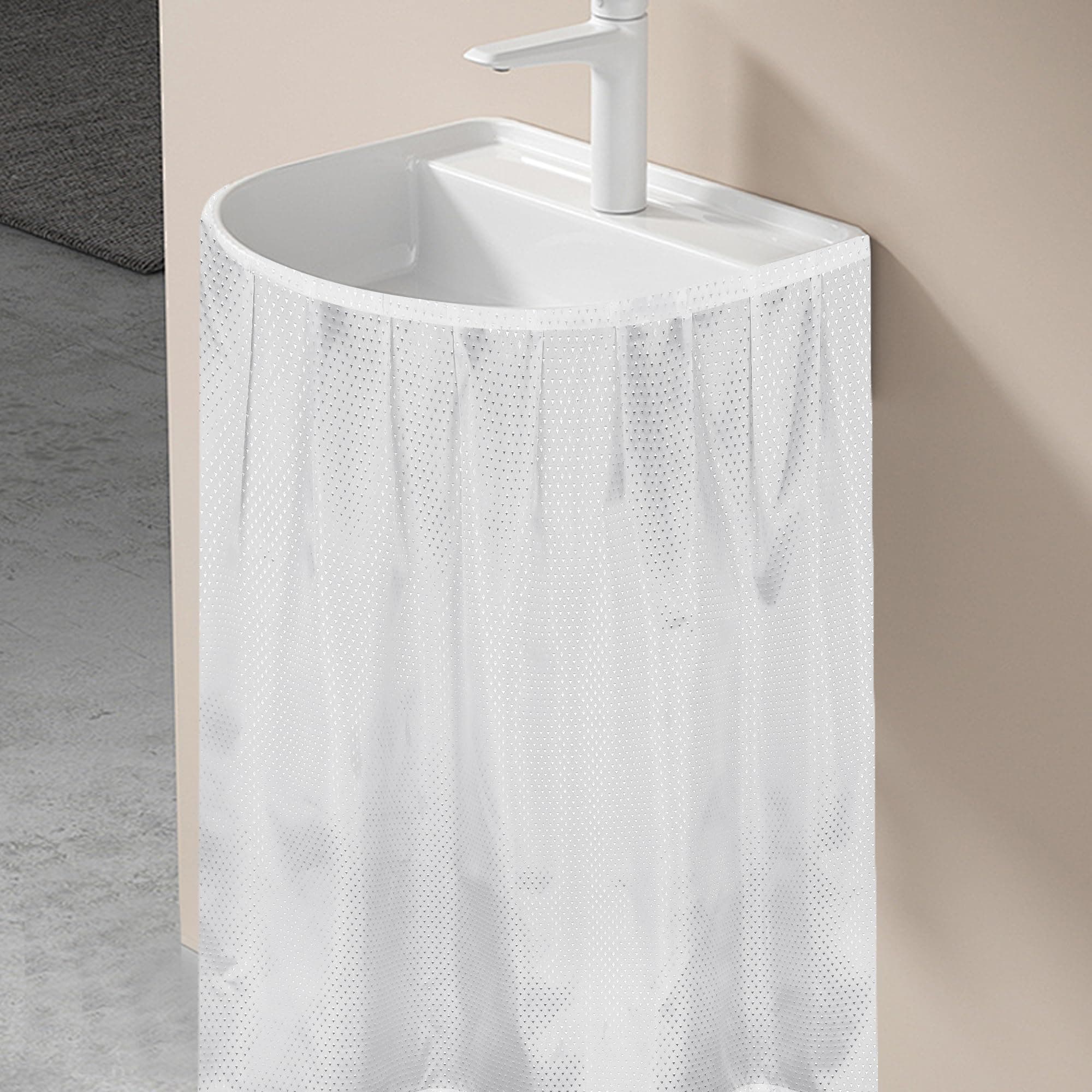 Linen Pedestal Sink Skirt with Hook Strip
