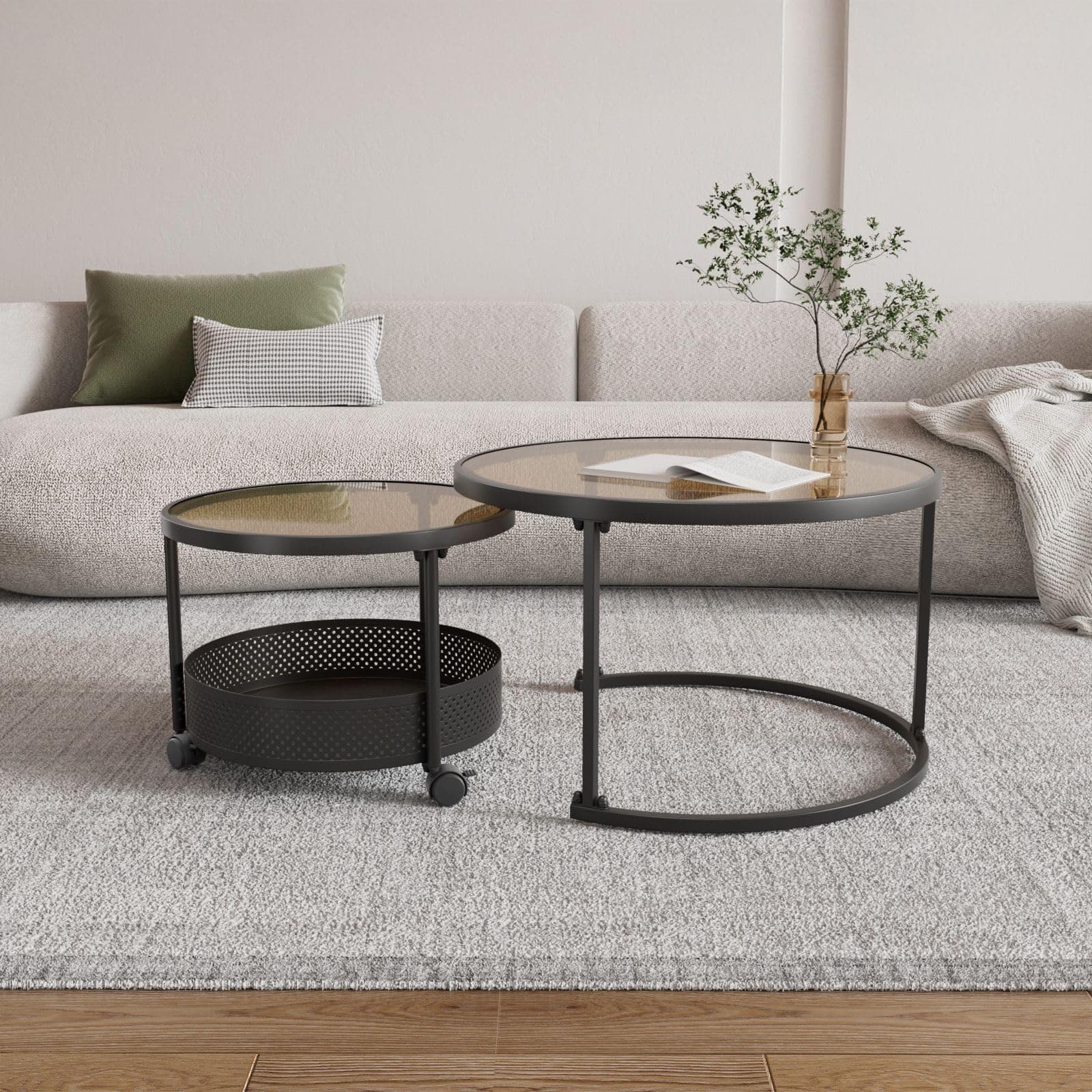 Pemberly Row Traditional Wood Nesting End Tables